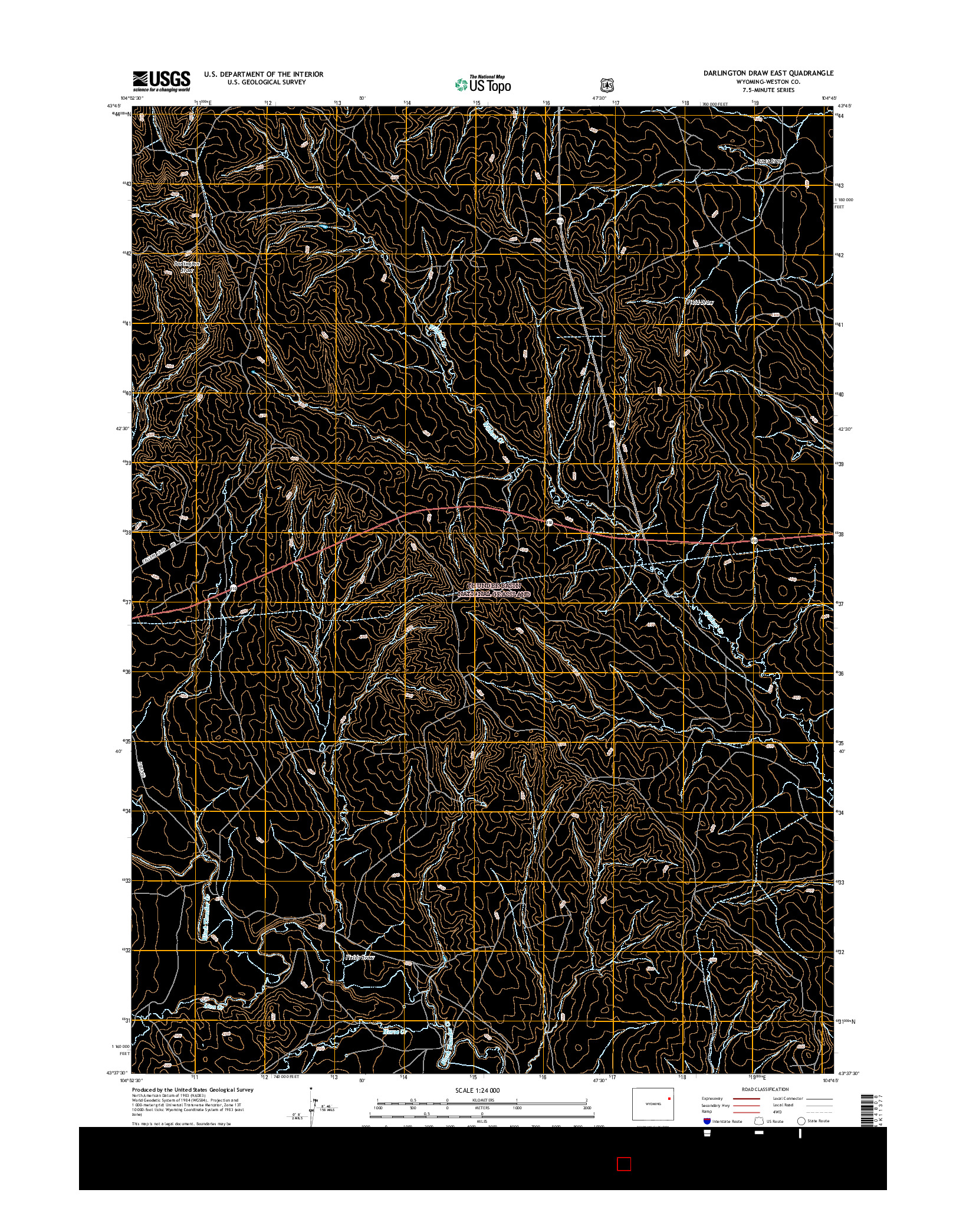 USGS US TOPO 7.5-MINUTE MAP FOR DARLINGTON DRAW EAST, WY 2015