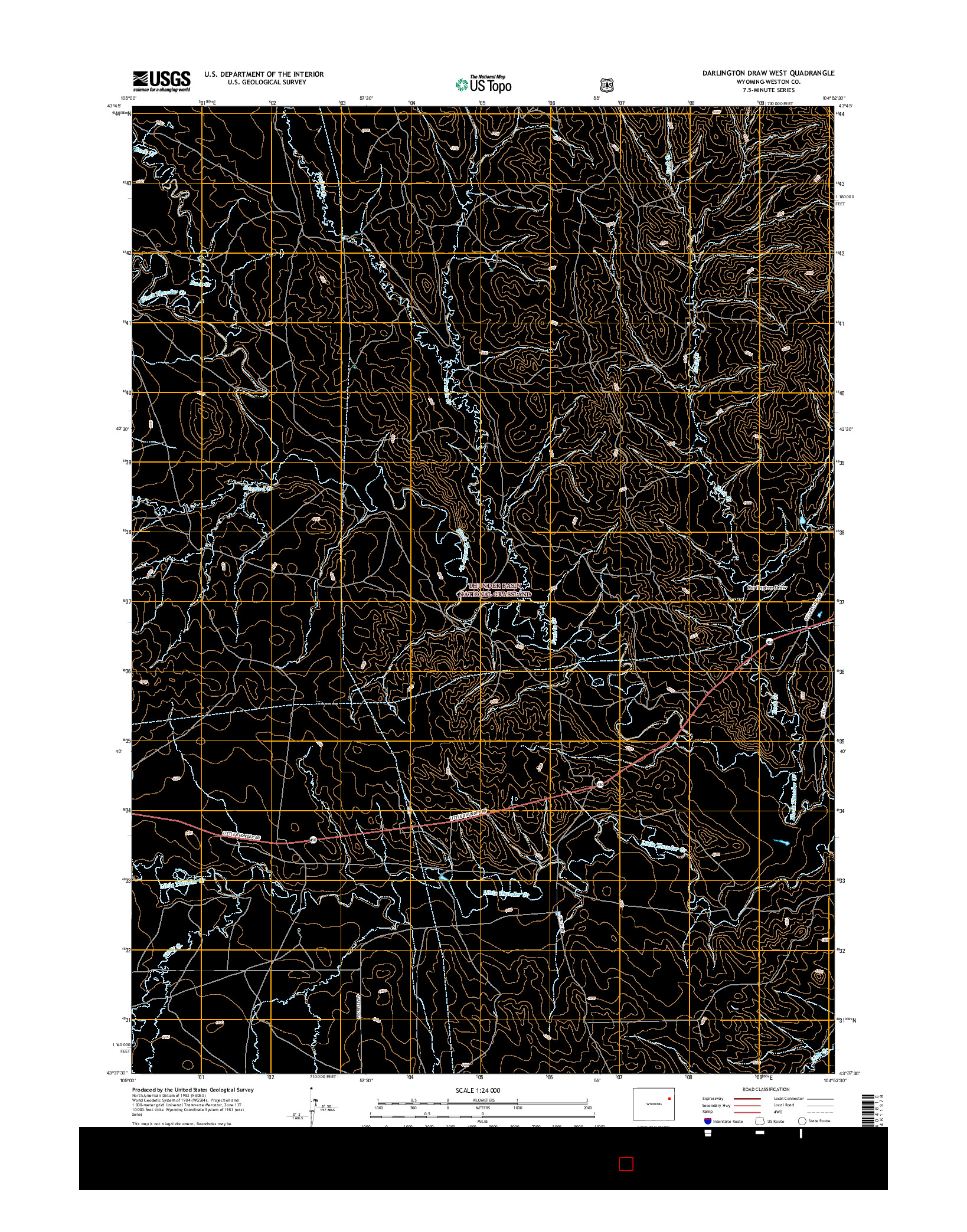 USGS US TOPO 7.5-MINUTE MAP FOR DARLINGTON DRAW WEST, WY 2015
