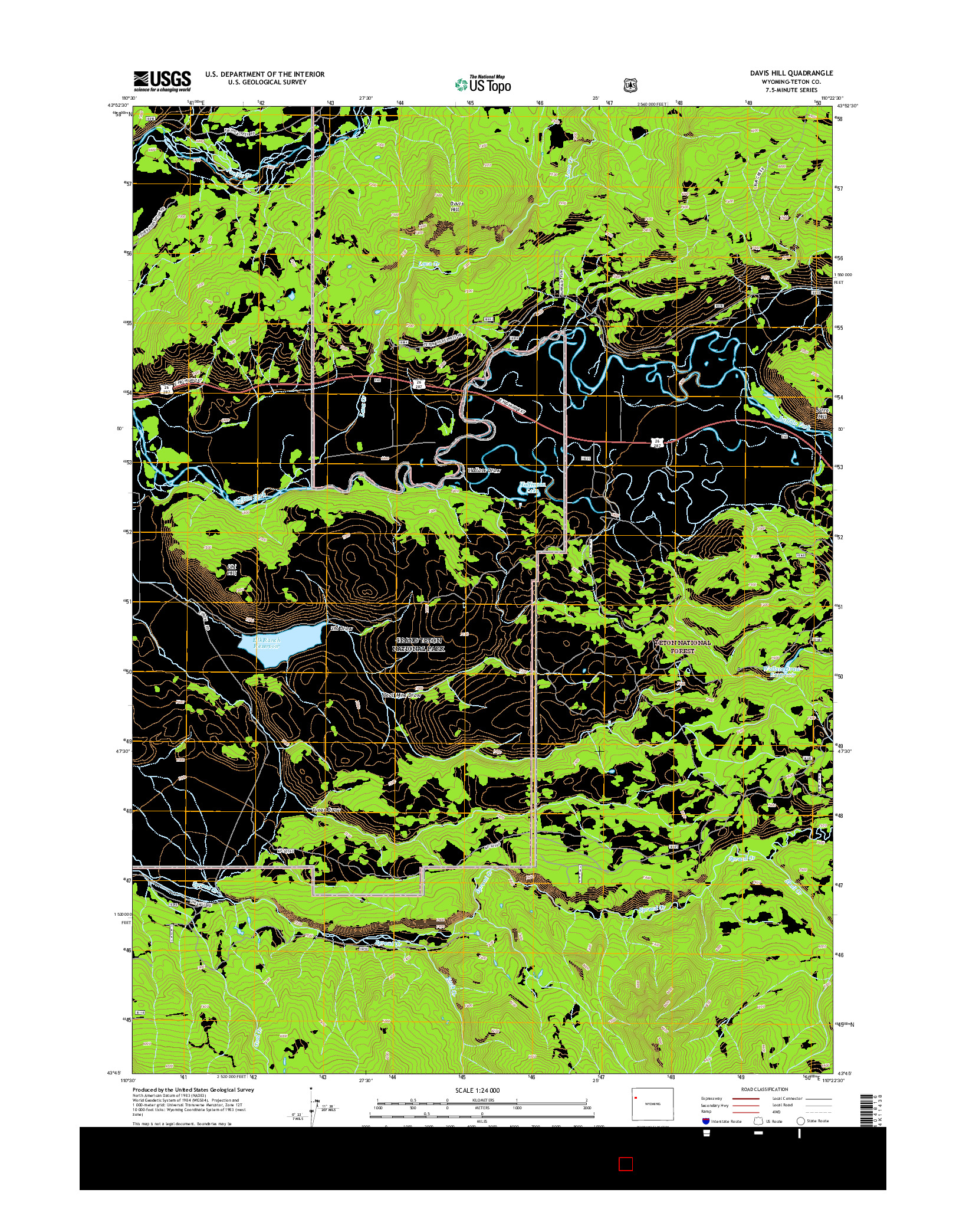 USGS US TOPO 7.5-MINUTE MAP FOR DAVIS HILL, WY 2015
