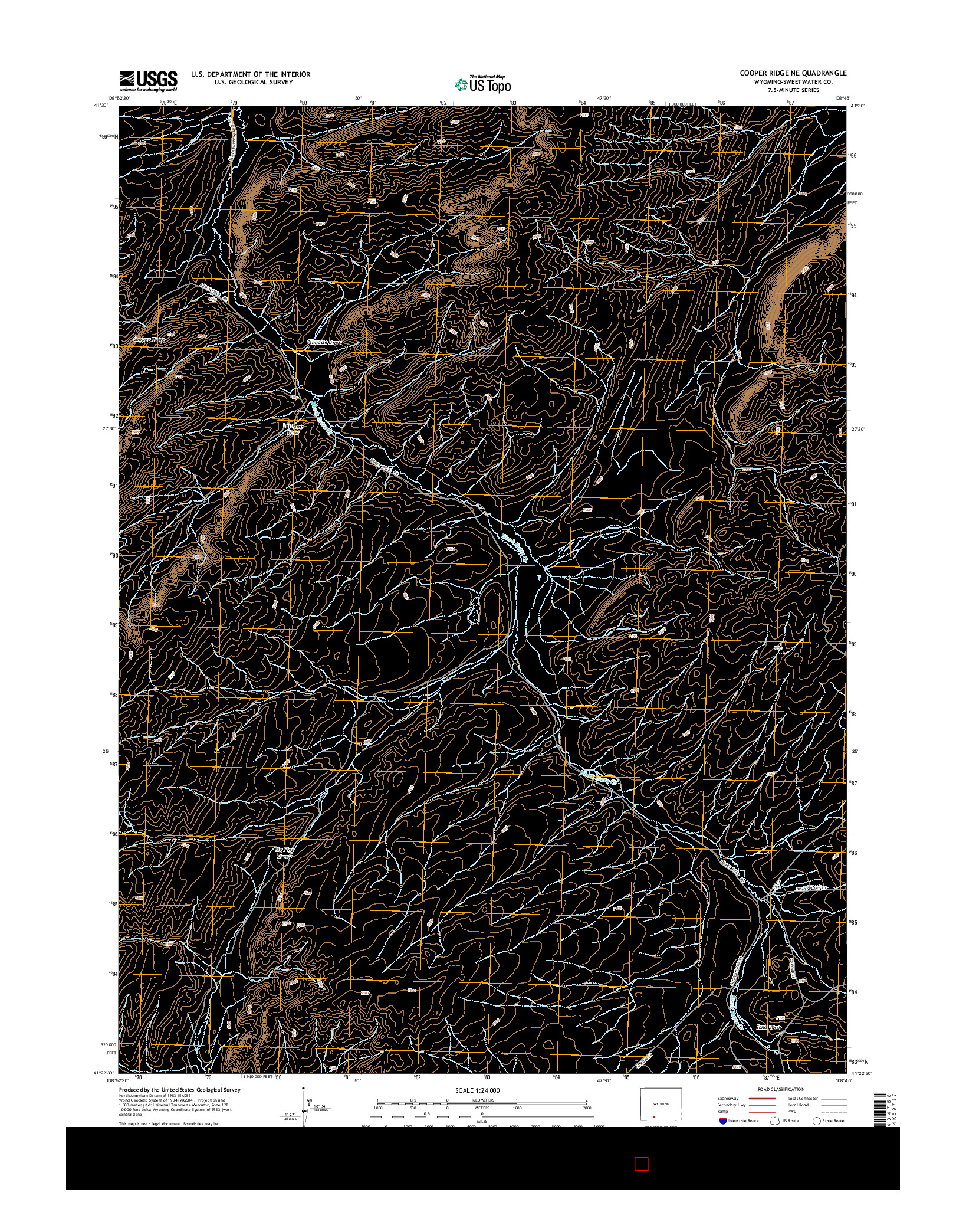 USGS US TOPO 7.5-MINUTE MAP FOR COOPER RIDGE NE, WY 2015