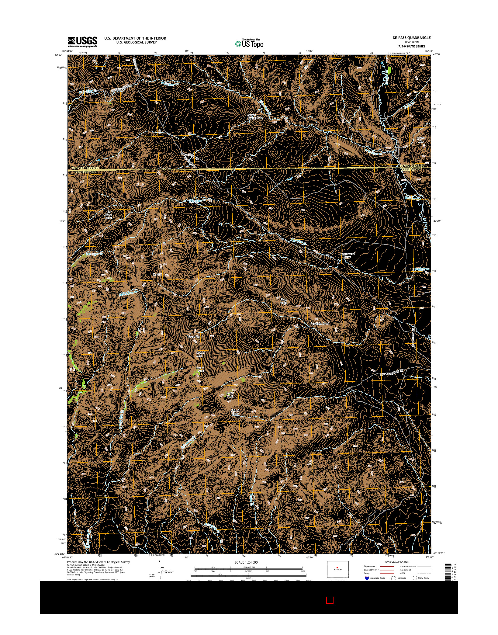 USGS US TOPO 7.5-MINUTE MAP FOR DE PASS, WY 2015