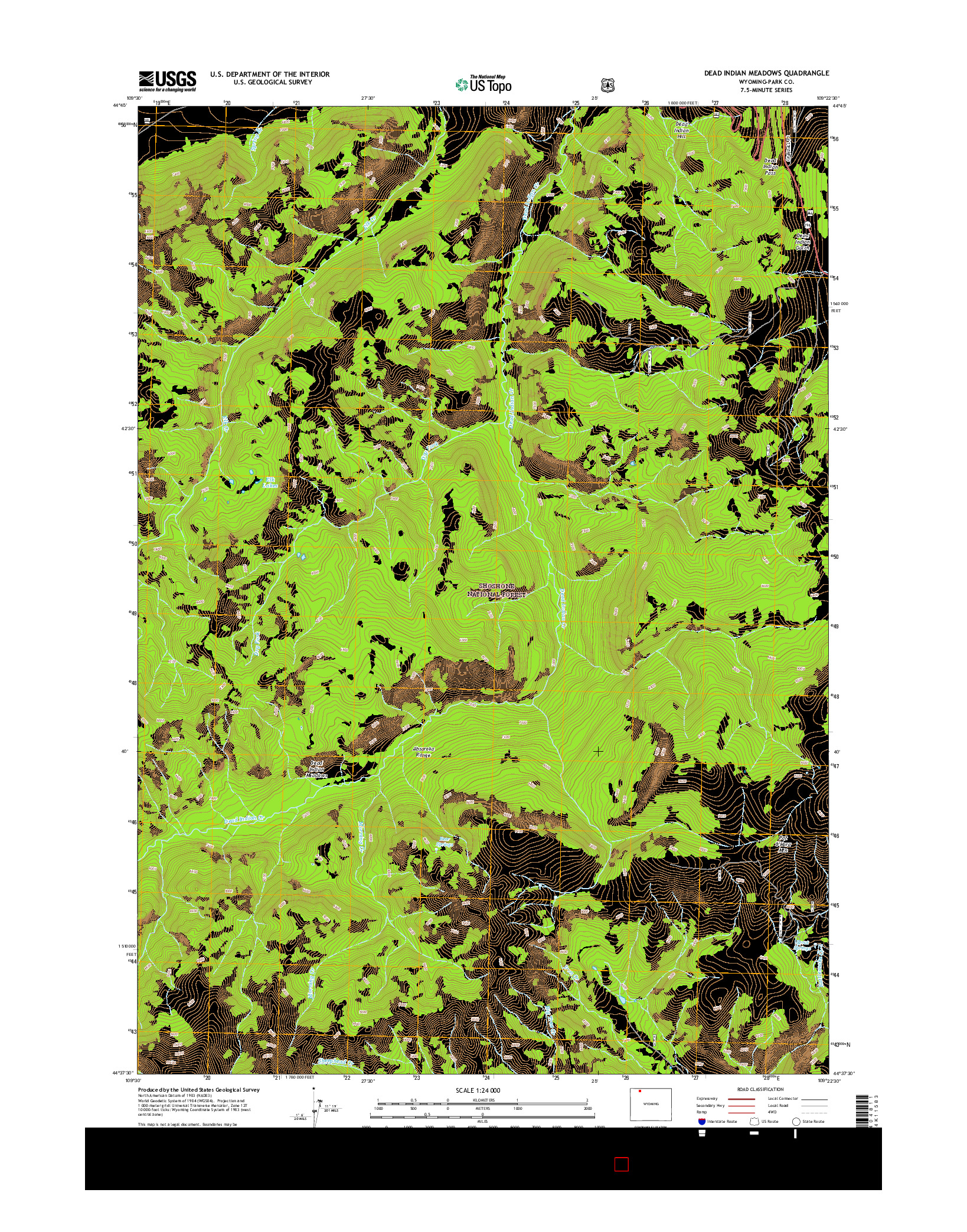 USGS US TOPO 7.5-MINUTE MAP FOR DEAD INDIAN MEADOWS, WY 2015