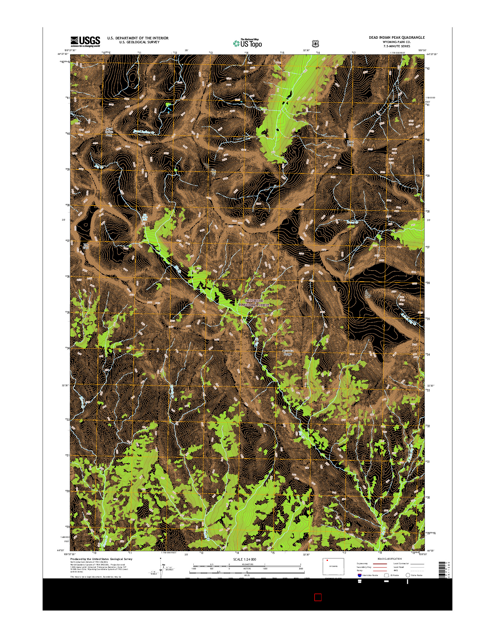 USGS US TOPO 7.5-MINUTE MAP FOR DEAD INDIAN PEAK, WY 2015