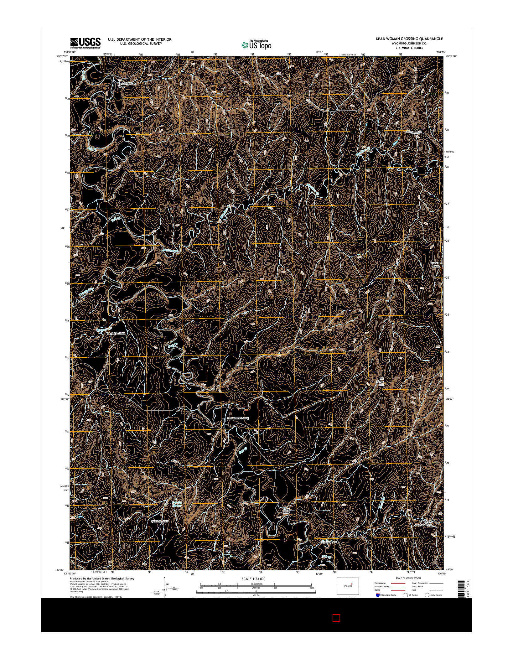 USGS US TOPO 7.5-MINUTE MAP FOR DEAD WOMAN CROSSING, WY 2015