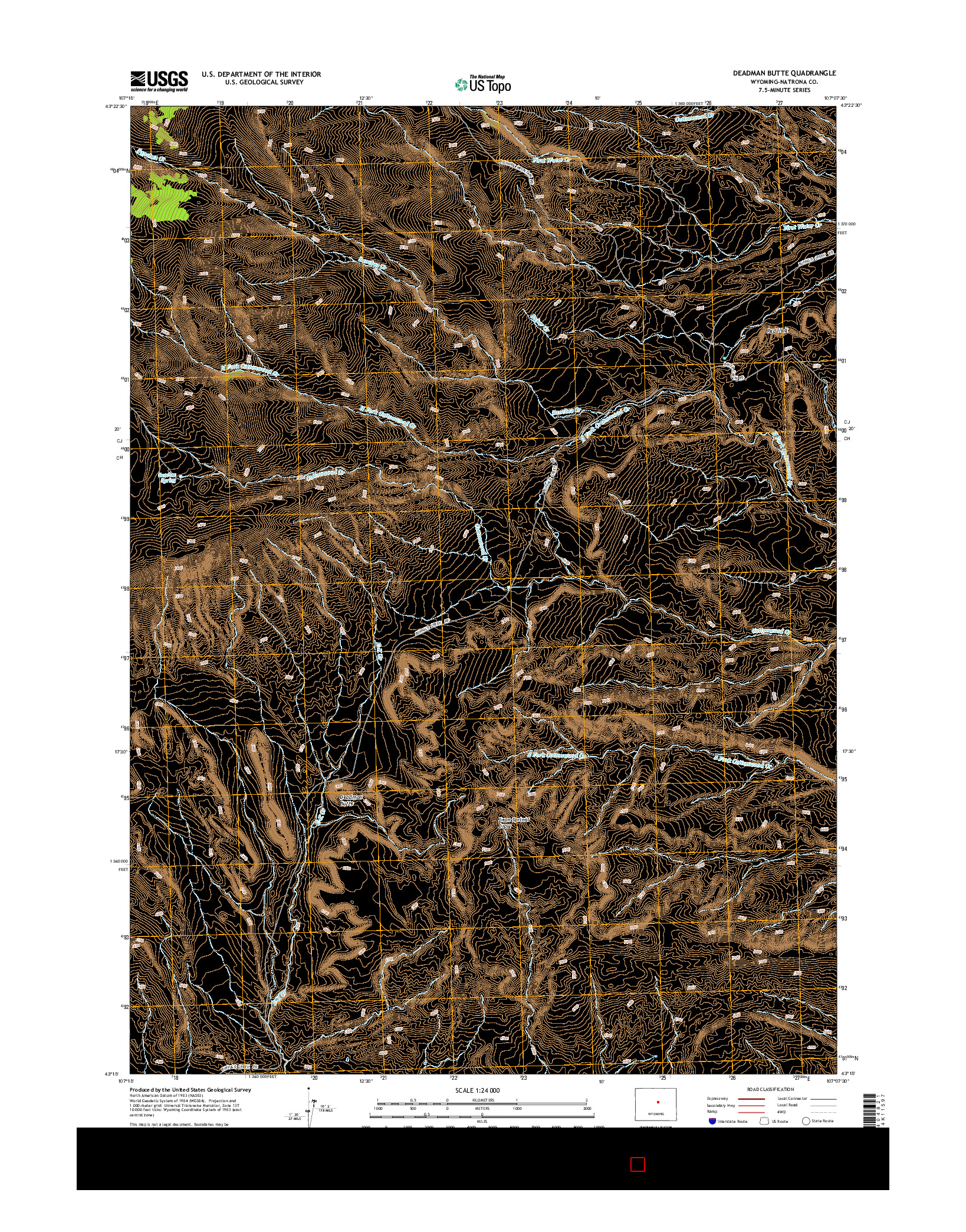 USGS US TOPO 7.5-MINUTE MAP FOR DEADMAN BUTTE, WY 2015