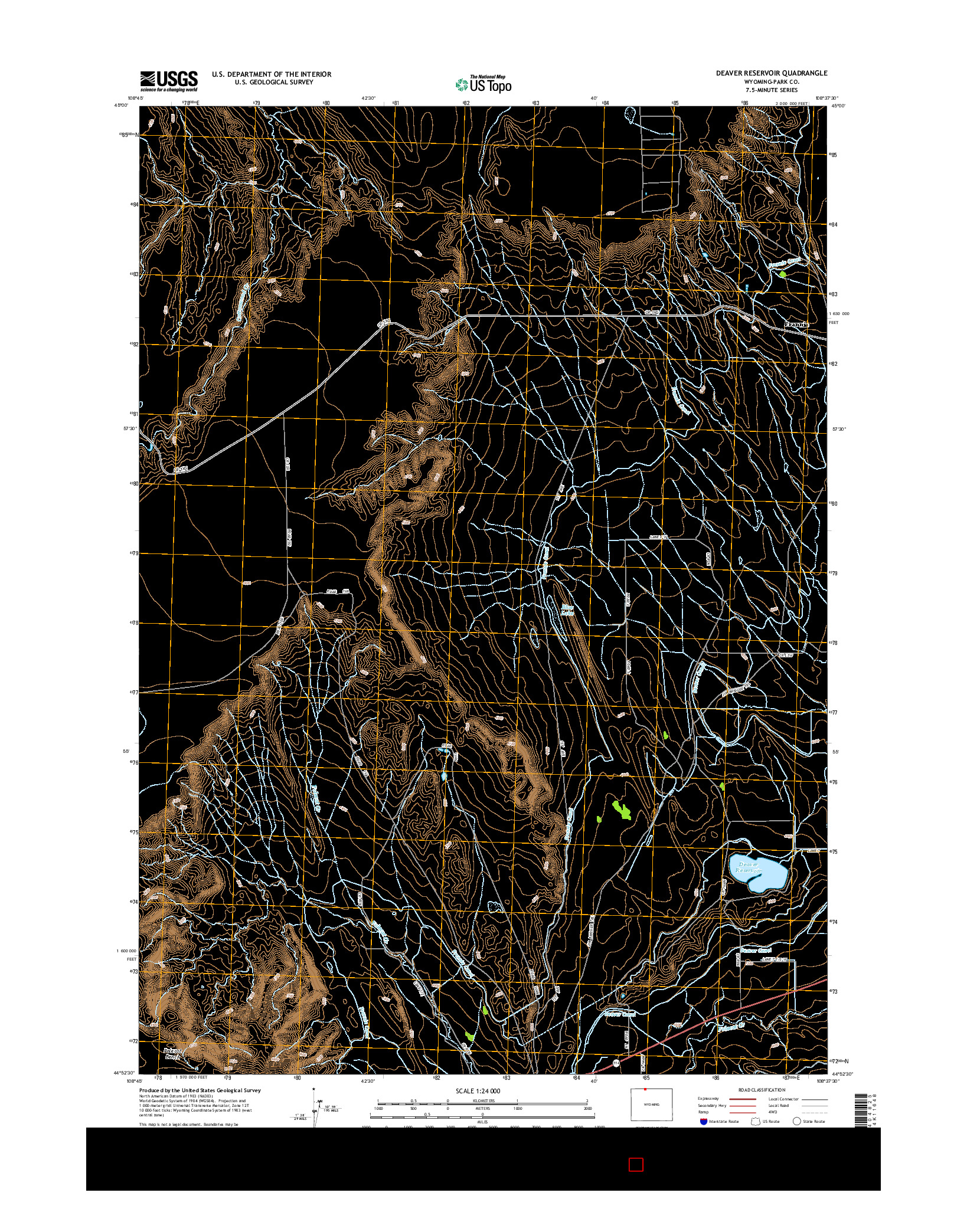 USGS US TOPO 7.5-MINUTE MAP FOR DEAVER RESERVOIR, WY 2015