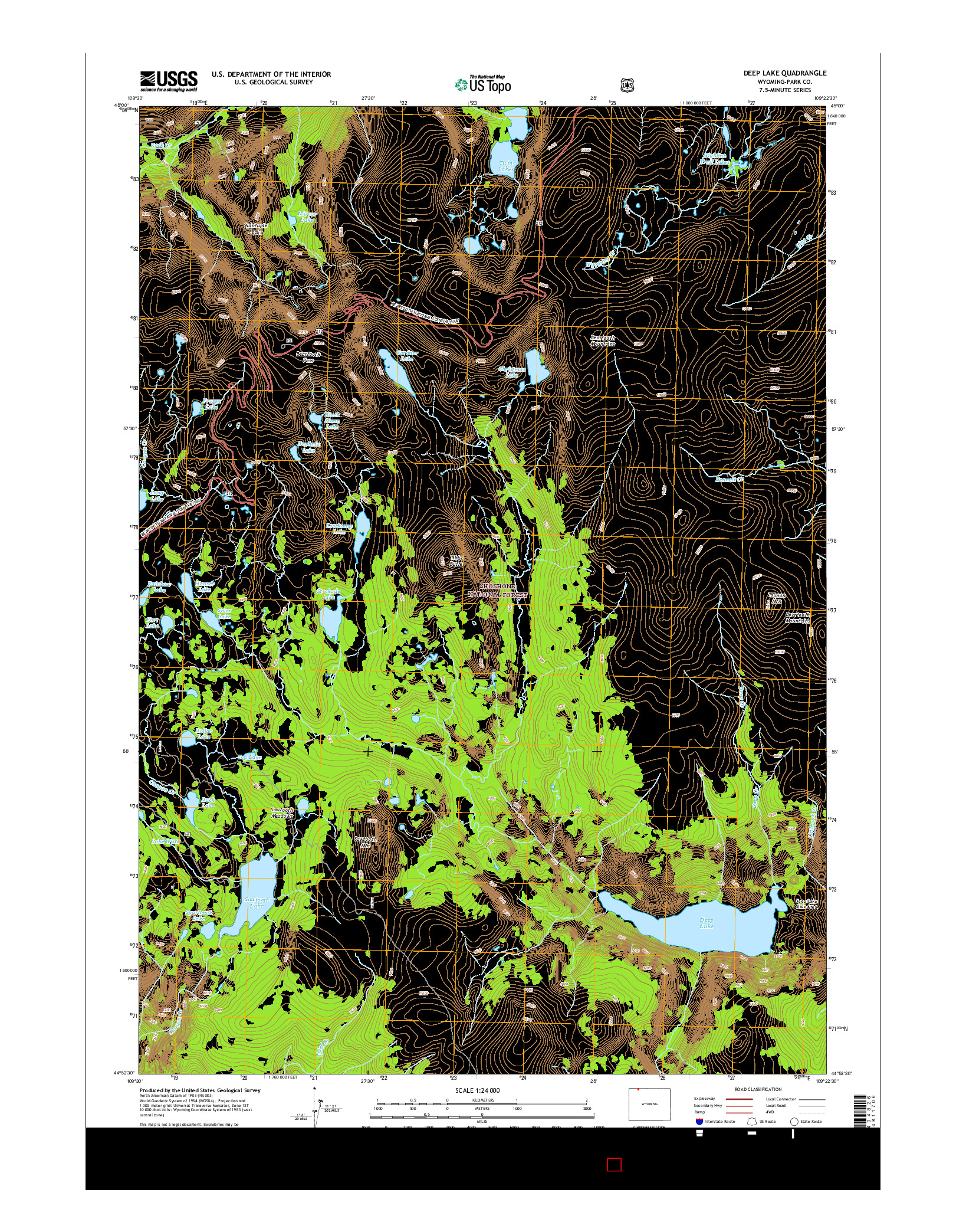 USGS US TOPO 7.5-MINUTE MAP FOR DEEP LAKE, WY 2015