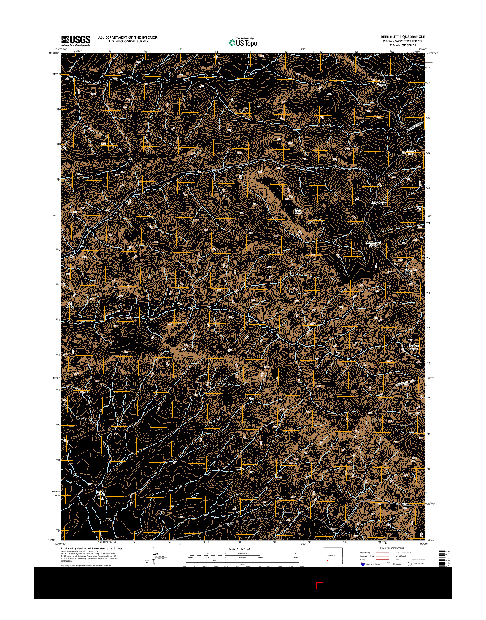 USGS US TOPO 7.5-MINUTE MAP FOR DEER BUTTE, WY 2015