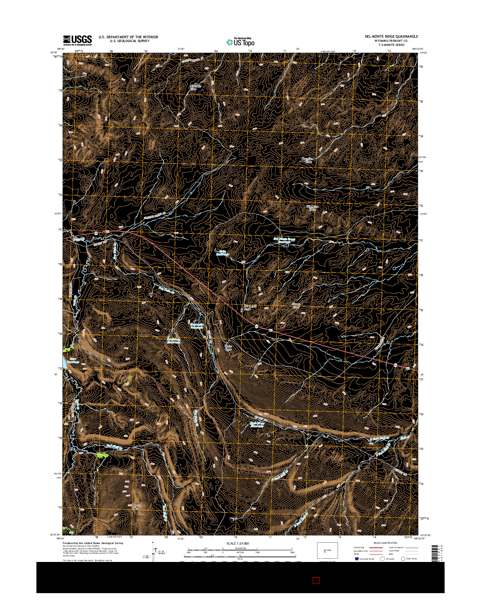 USGS US TOPO 7.5-MINUTE MAP FOR DEL MONTE RIDGE, WY 2015