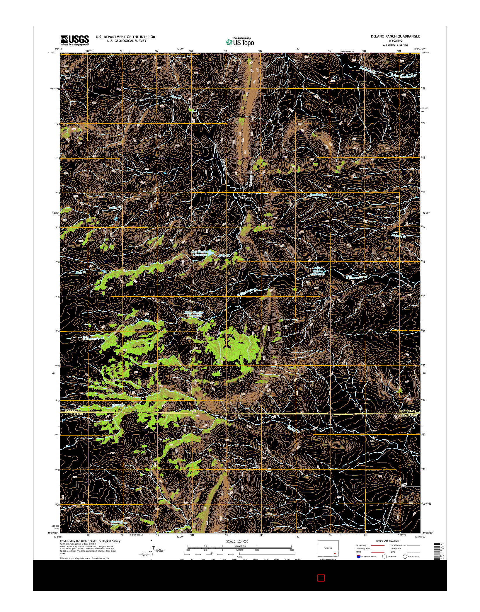 USGS US TOPO 7.5-MINUTE MAP FOR DELANO RANCH, WY 2015