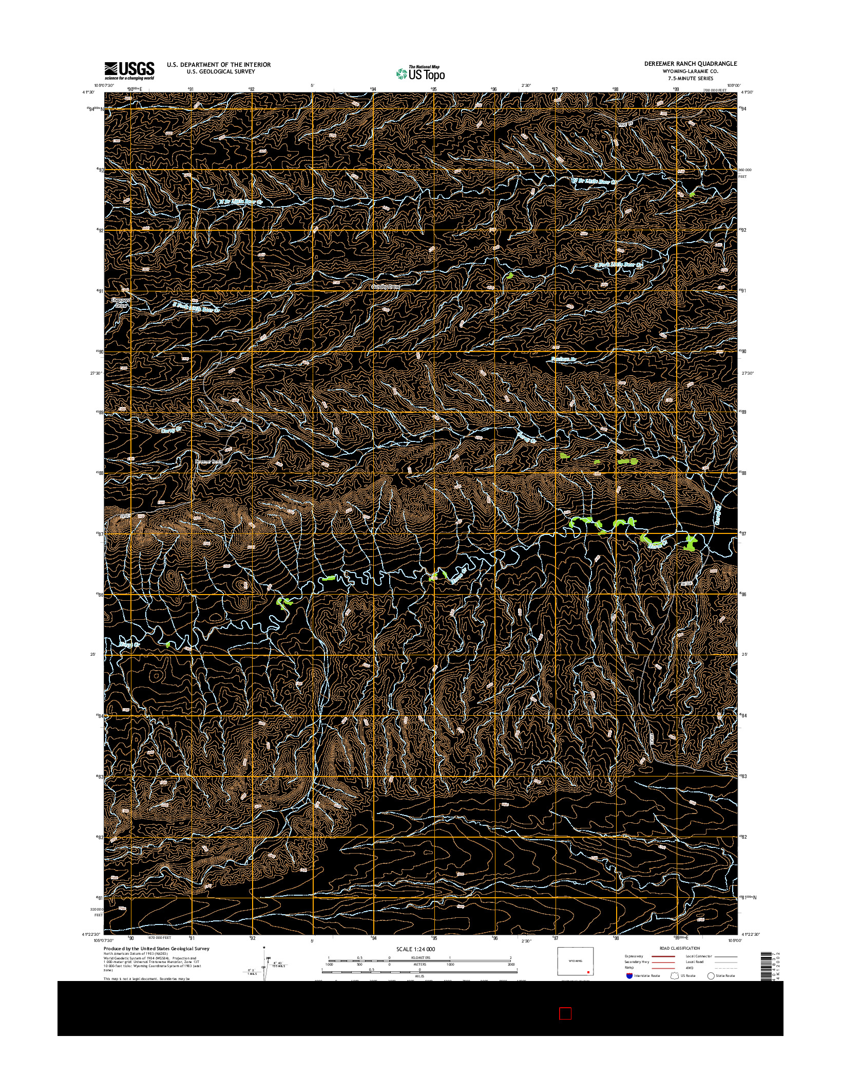 USGS US TOPO 7.5-MINUTE MAP FOR DEREEMER RANCH, WY 2015