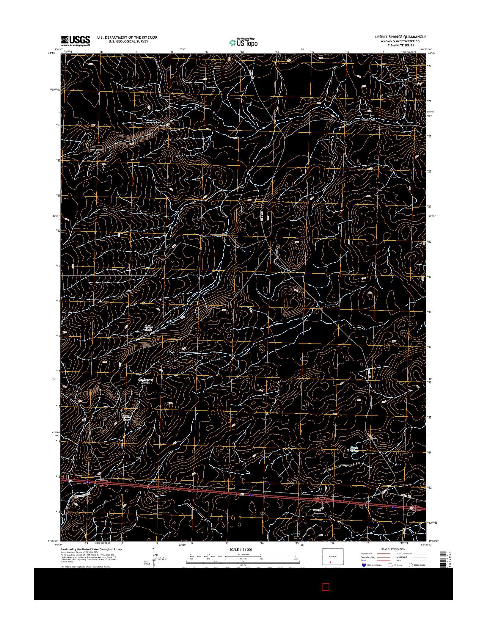 USGS US TOPO 7.5-MINUTE MAP FOR DESERT SPRINGS, WY 2015