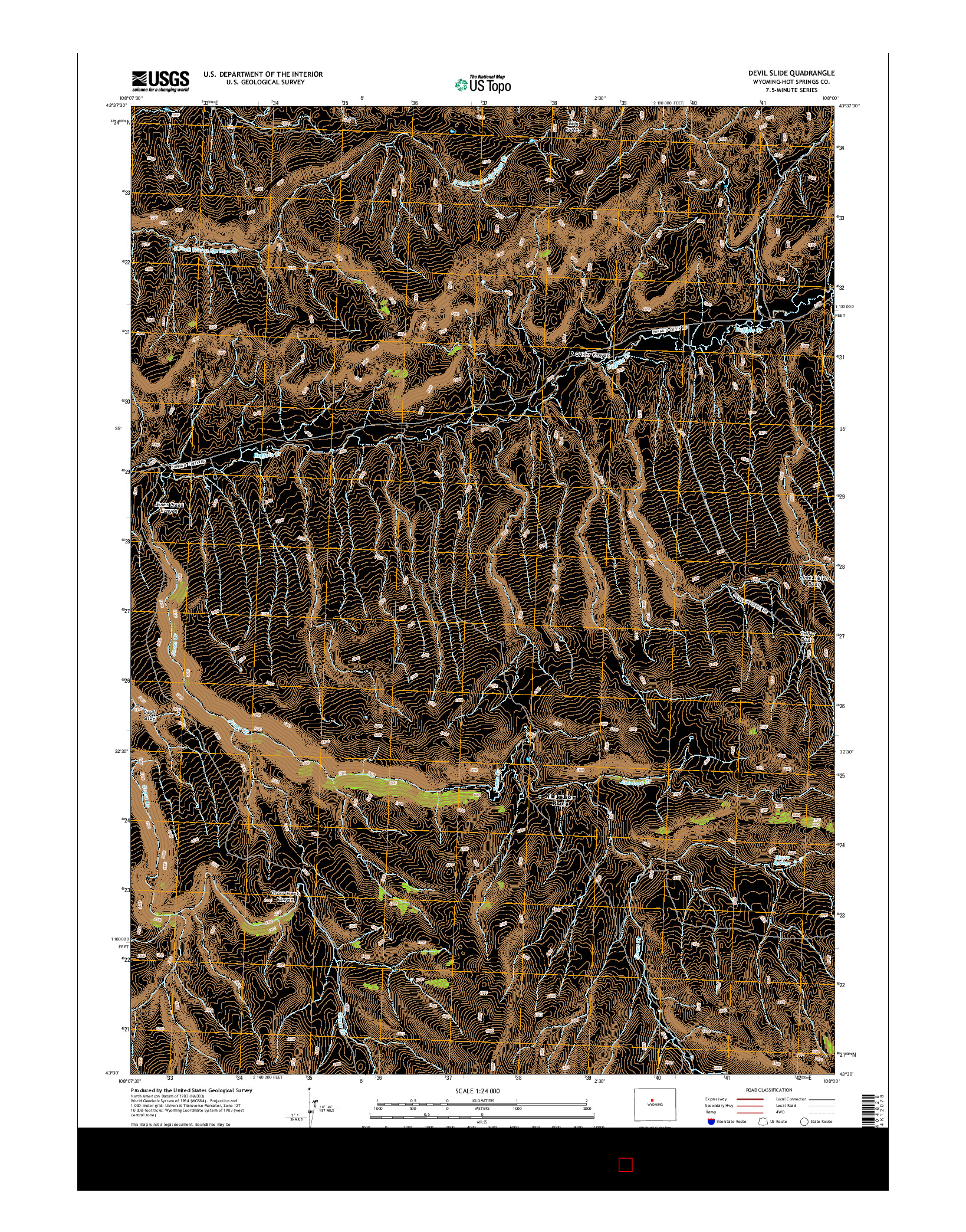 USGS US TOPO 7.5-MINUTE MAP FOR DEVIL SLIDE, WY 2015