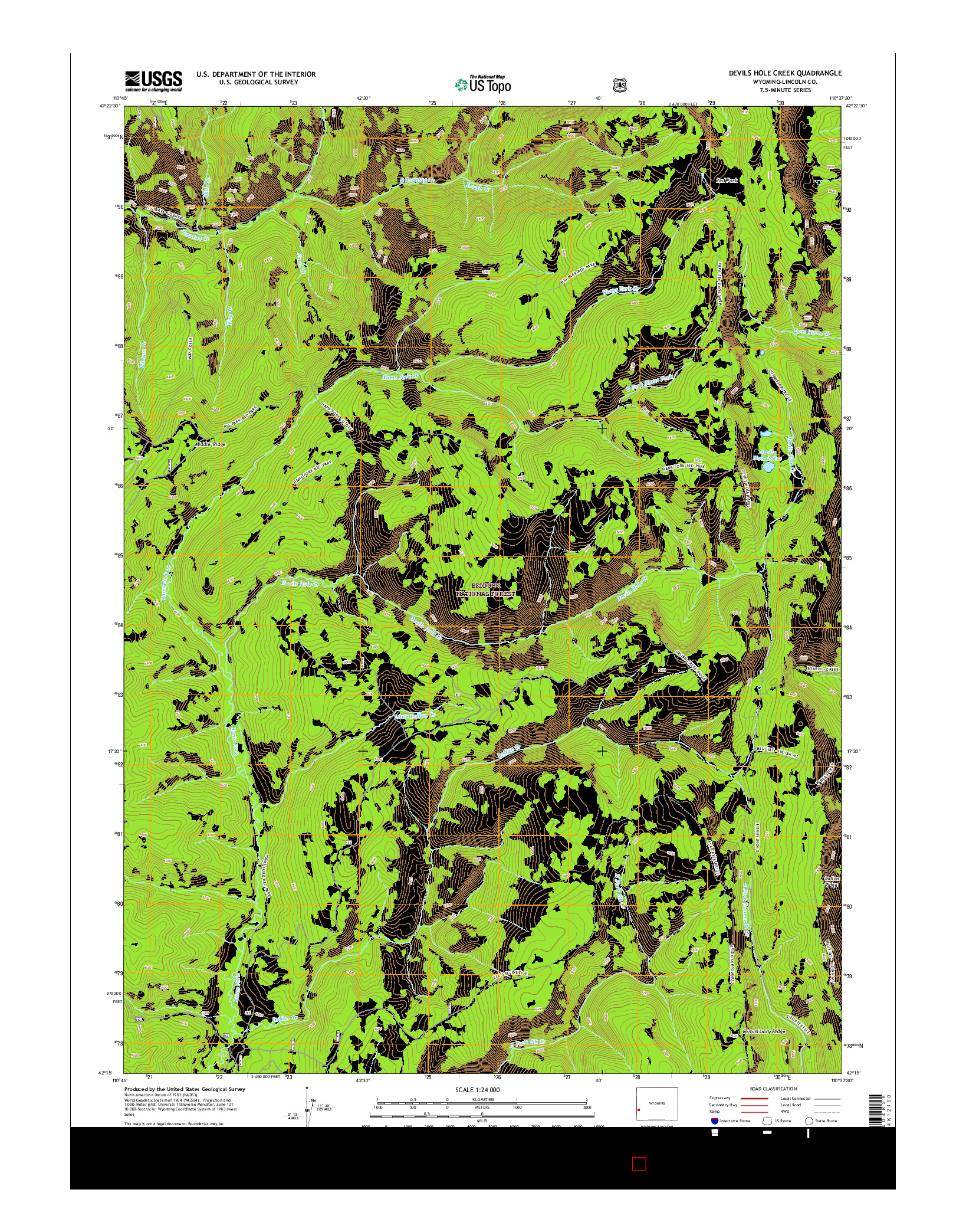 USGS US TOPO 7.5-MINUTE MAP FOR DEVILS HOLE CREEK, WY 2015