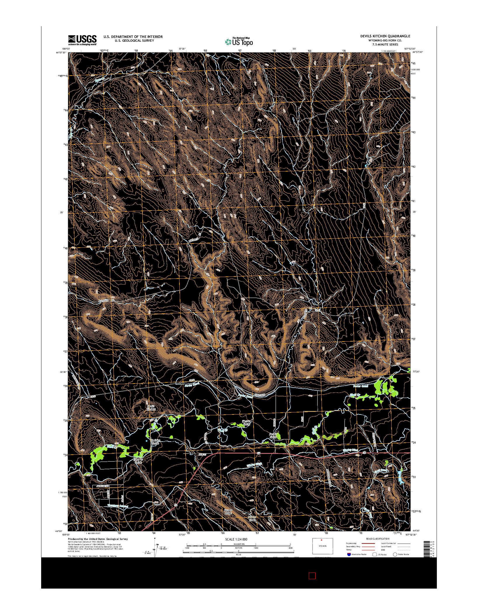 USGS US TOPO 7.5-MINUTE MAP FOR DEVILS KITCHEN, WY 2015