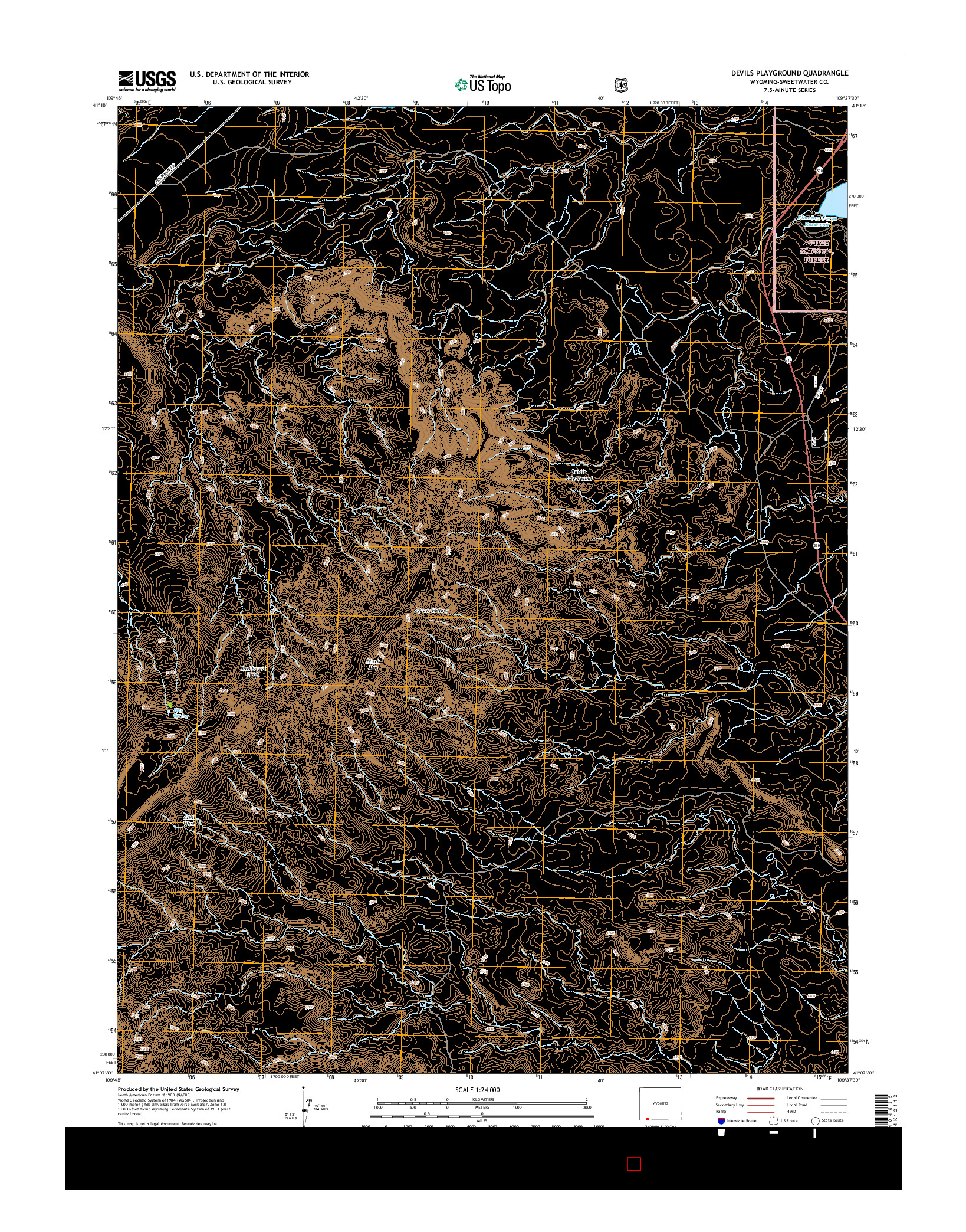 USGS US TOPO 7.5-MINUTE MAP FOR DEVILS PLAYGROUND, WY 2015