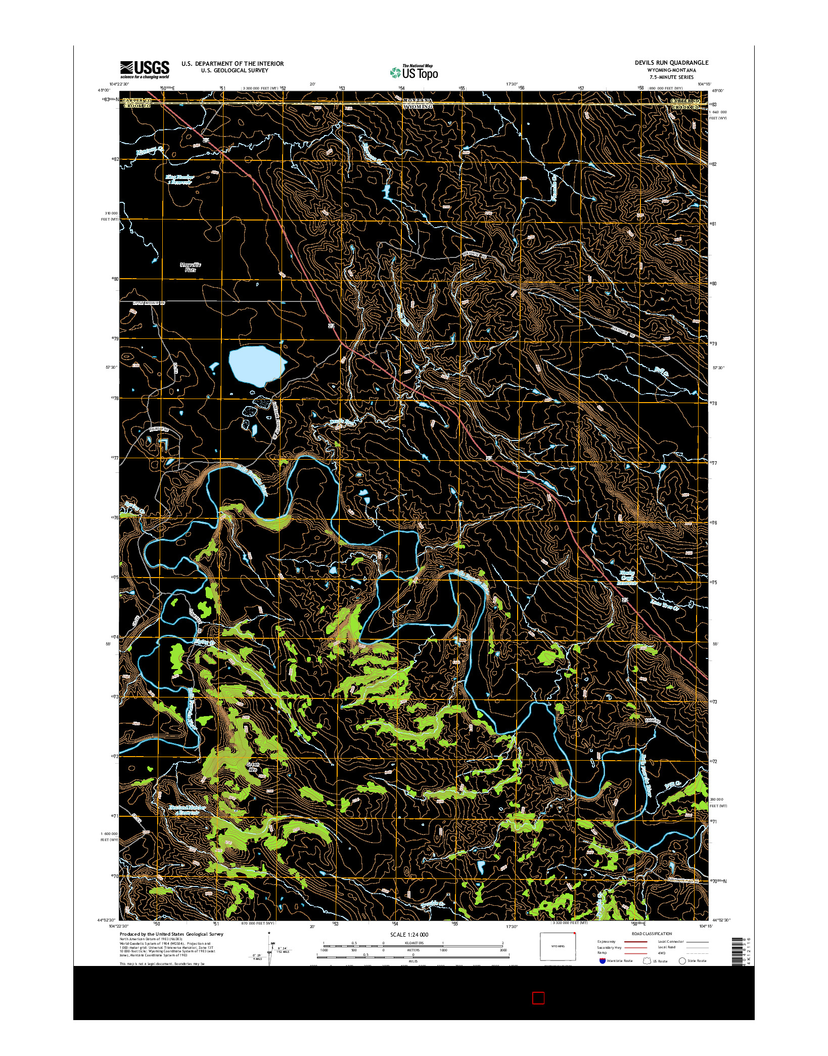 USGS US TOPO 7.5-MINUTE MAP FOR DEVILS RUN, WY-MT 2015