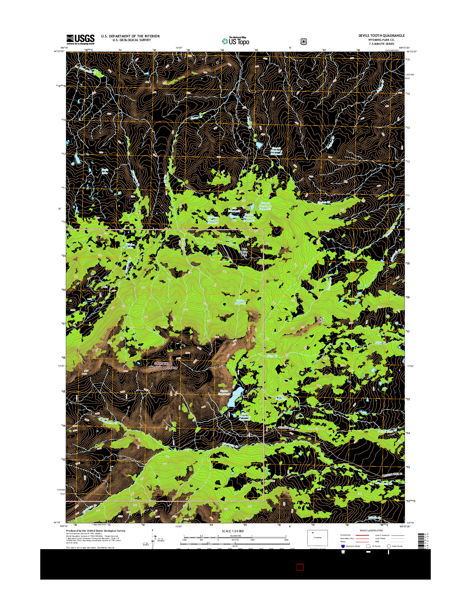 USGS US TOPO 7.5-MINUTE MAP FOR DEVILS TOOTH, WY 2015
