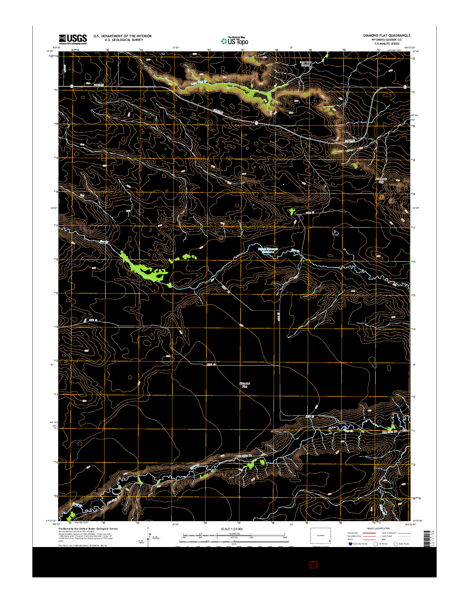 USGS US TOPO 7.5-MINUTE MAP FOR DIAMOND FLAT, WY 2015