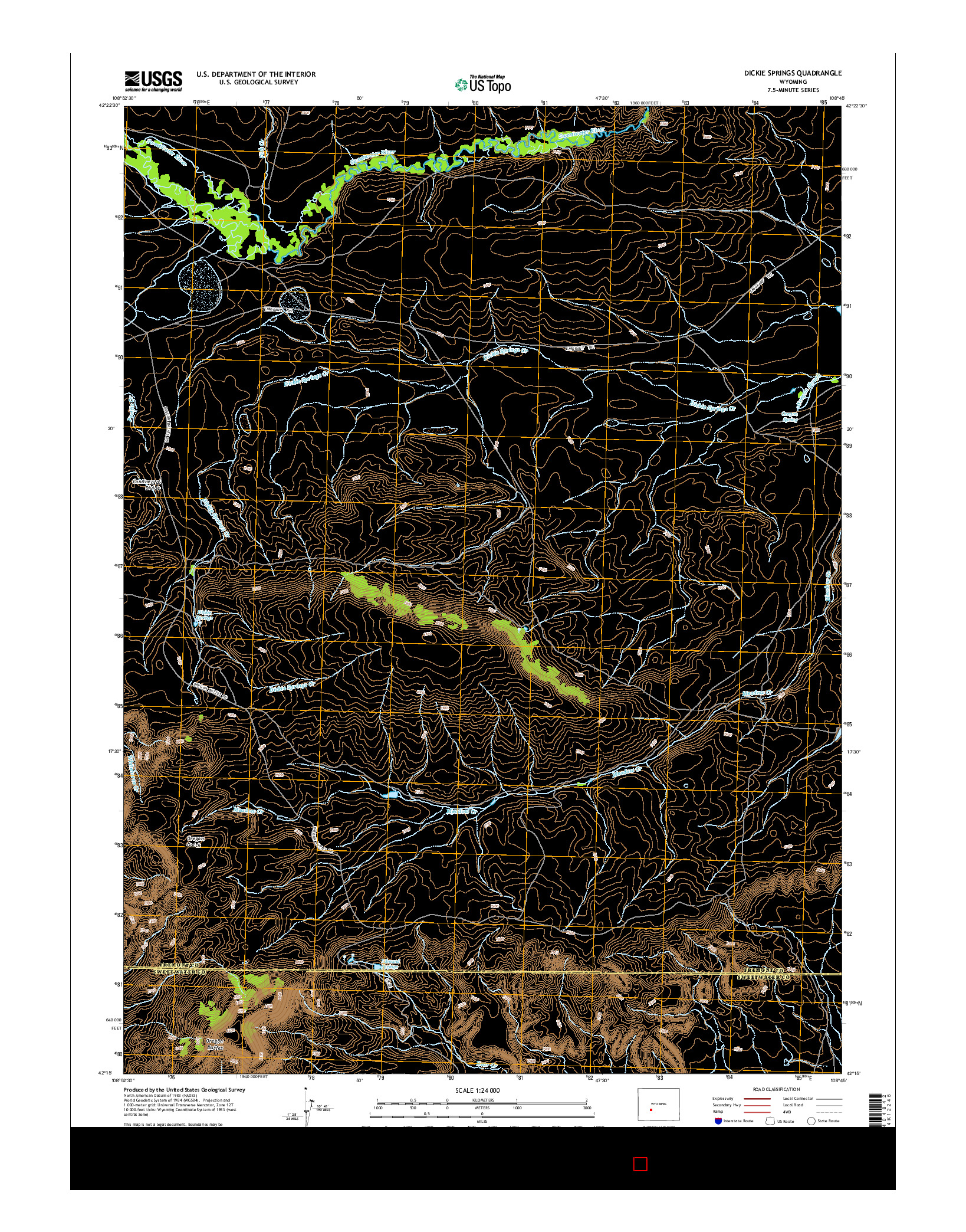 USGS US TOPO 7.5-MINUTE MAP FOR DICKIE SPRINGS, WY 2015