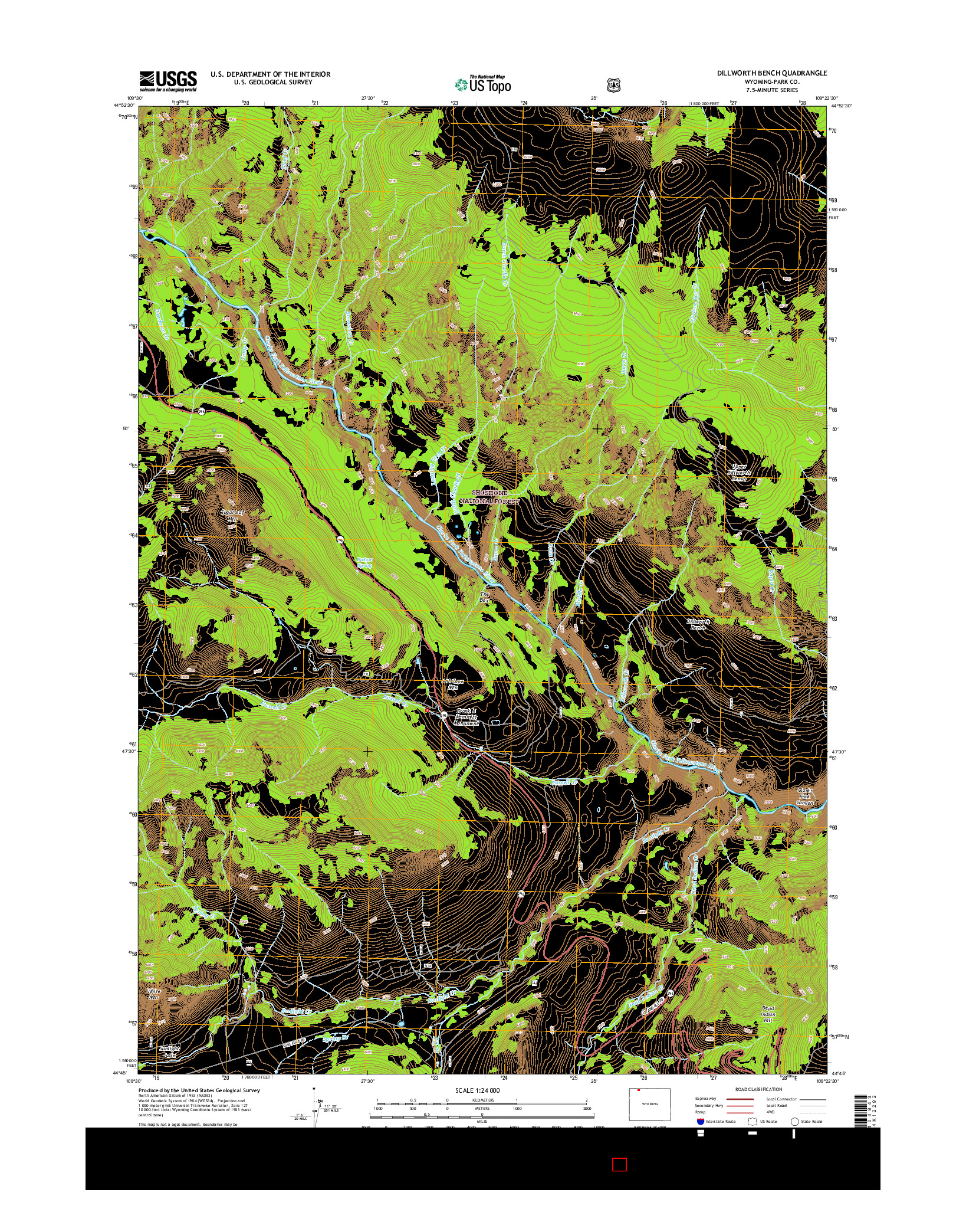 USGS US TOPO 7.5-MINUTE MAP FOR DILLWORTH BENCH, WY 2015