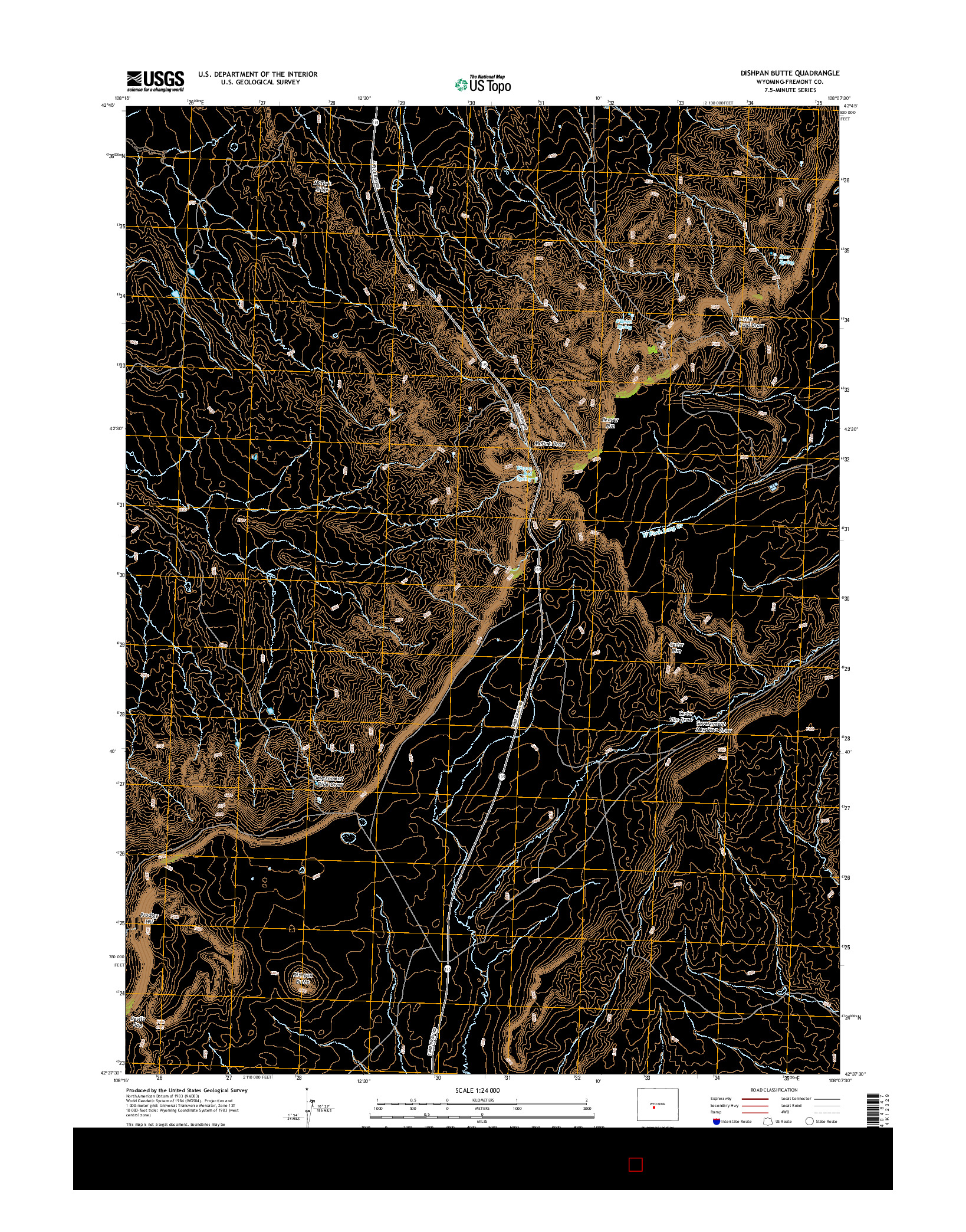 USGS US TOPO 7.5-MINUTE MAP FOR DISHPAN BUTTE, WY 2015