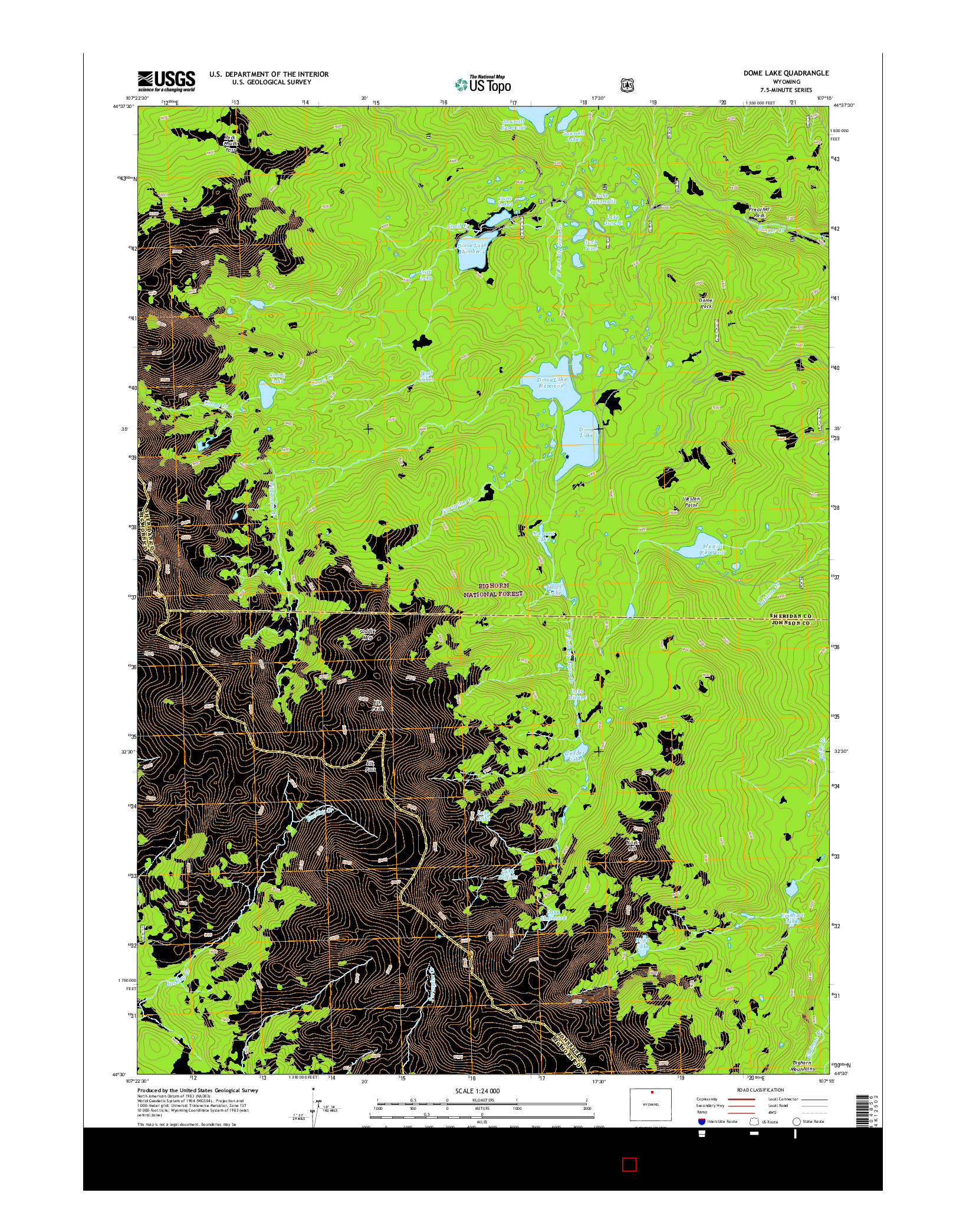 USGS US TOPO 7.5-MINUTE MAP FOR DOME LAKE, WY 2015