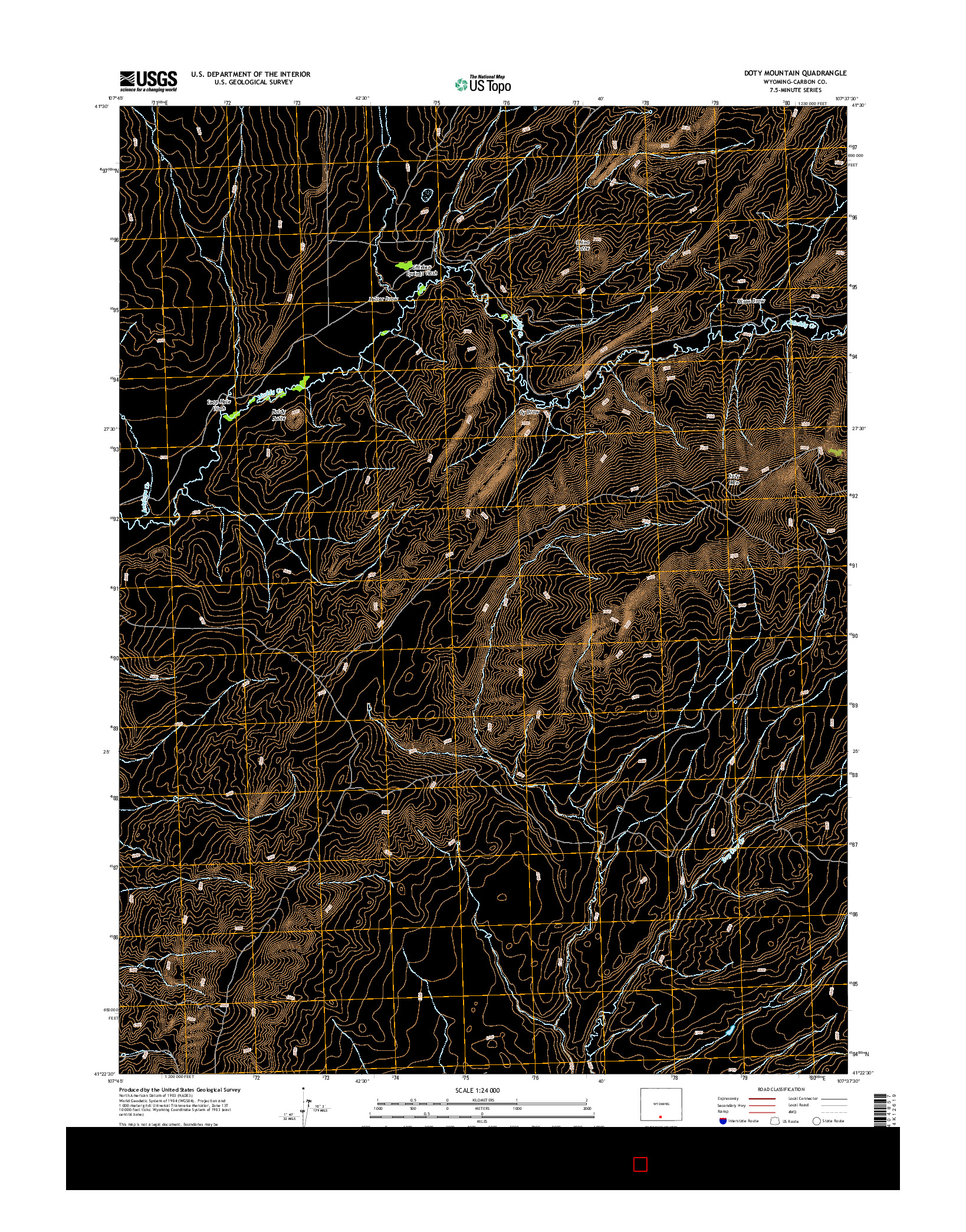 USGS US TOPO 7.5-MINUTE MAP FOR DOTY MOUNTAIN, WY 2015