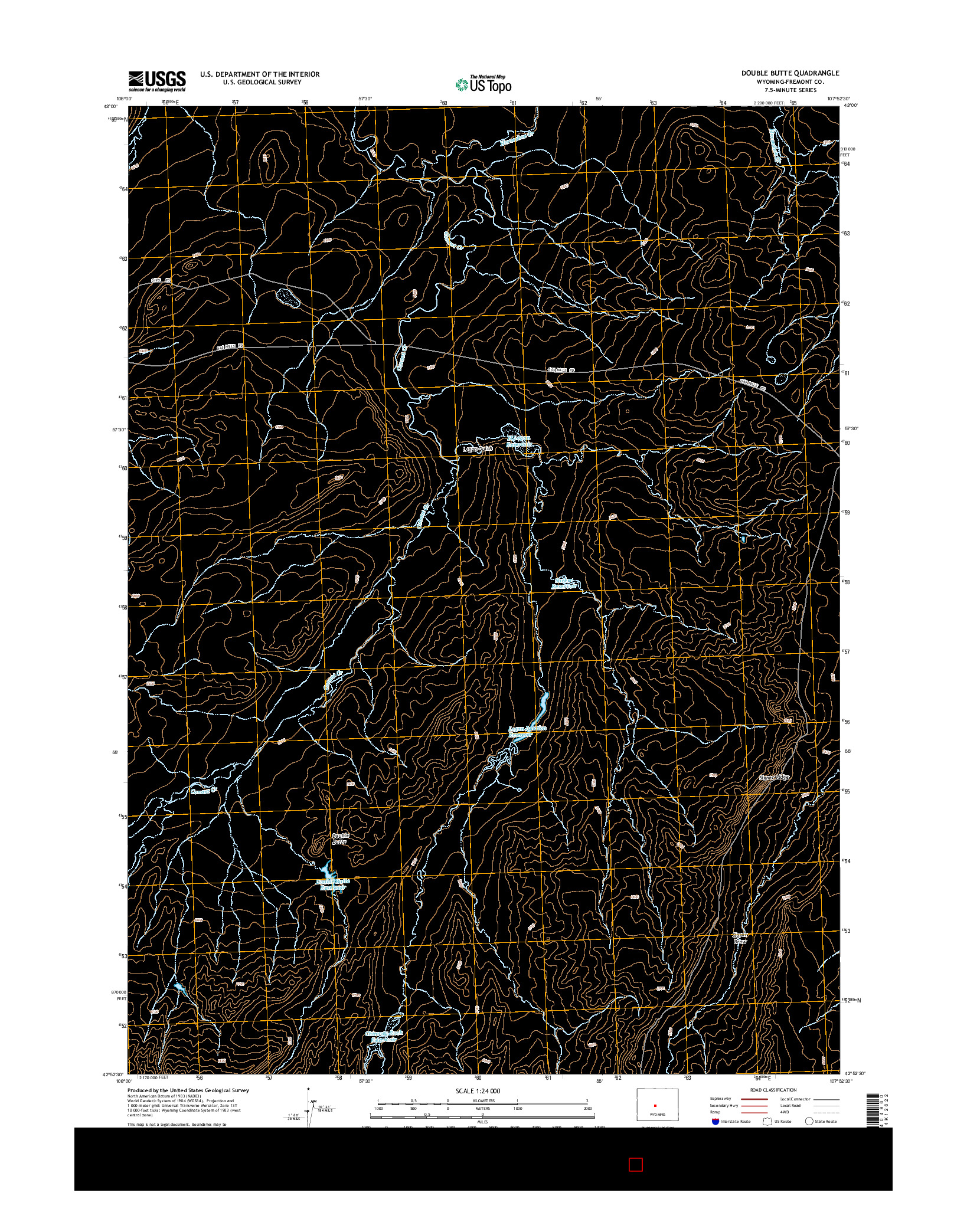 USGS US TOPO 7.5-MINUTE MAP FOR DOUBLE BUTTE, WY 2015