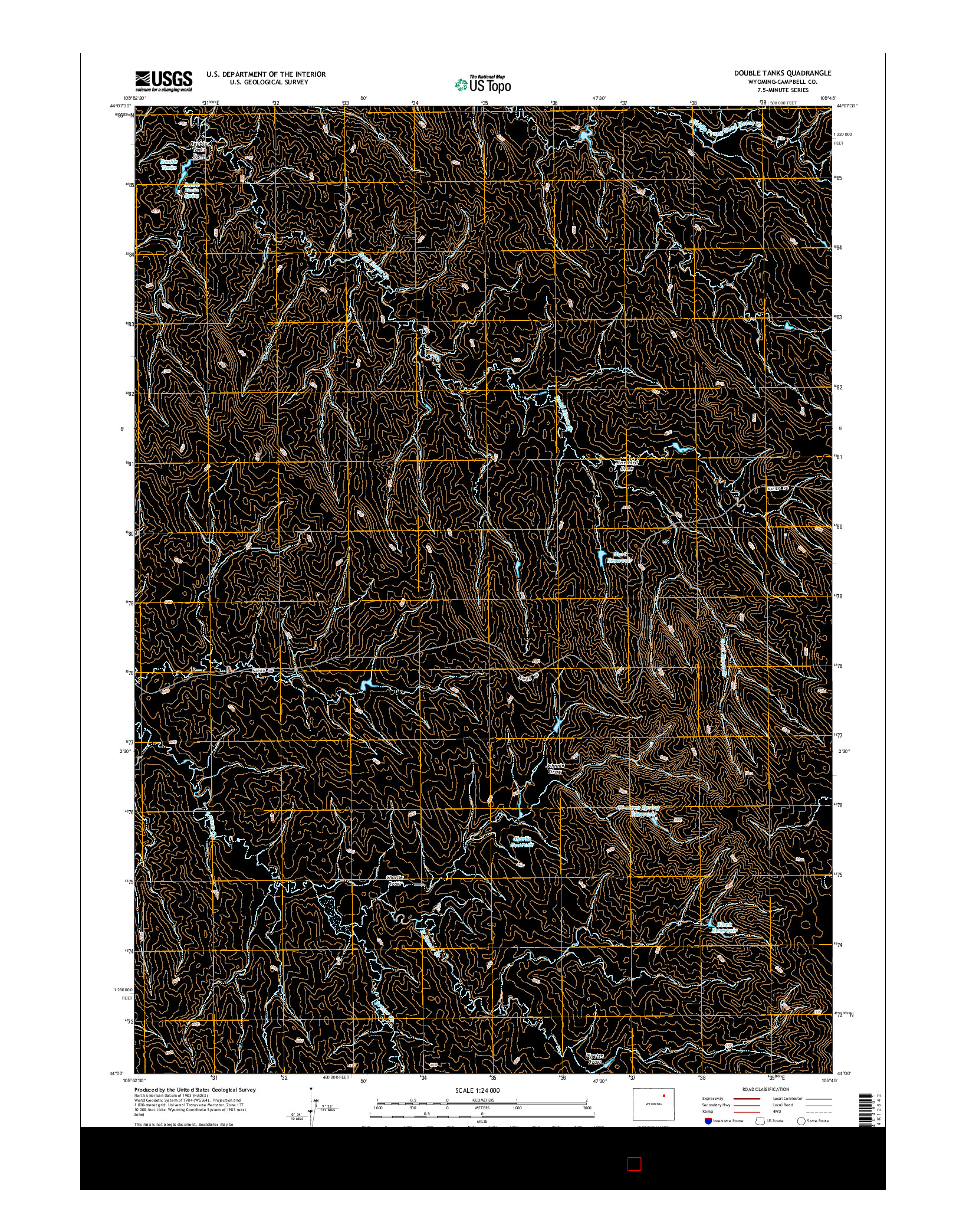 USGS US TOPO 7.5-MINUTE MAP FOR DOUBLE TANKS, WY 2015
