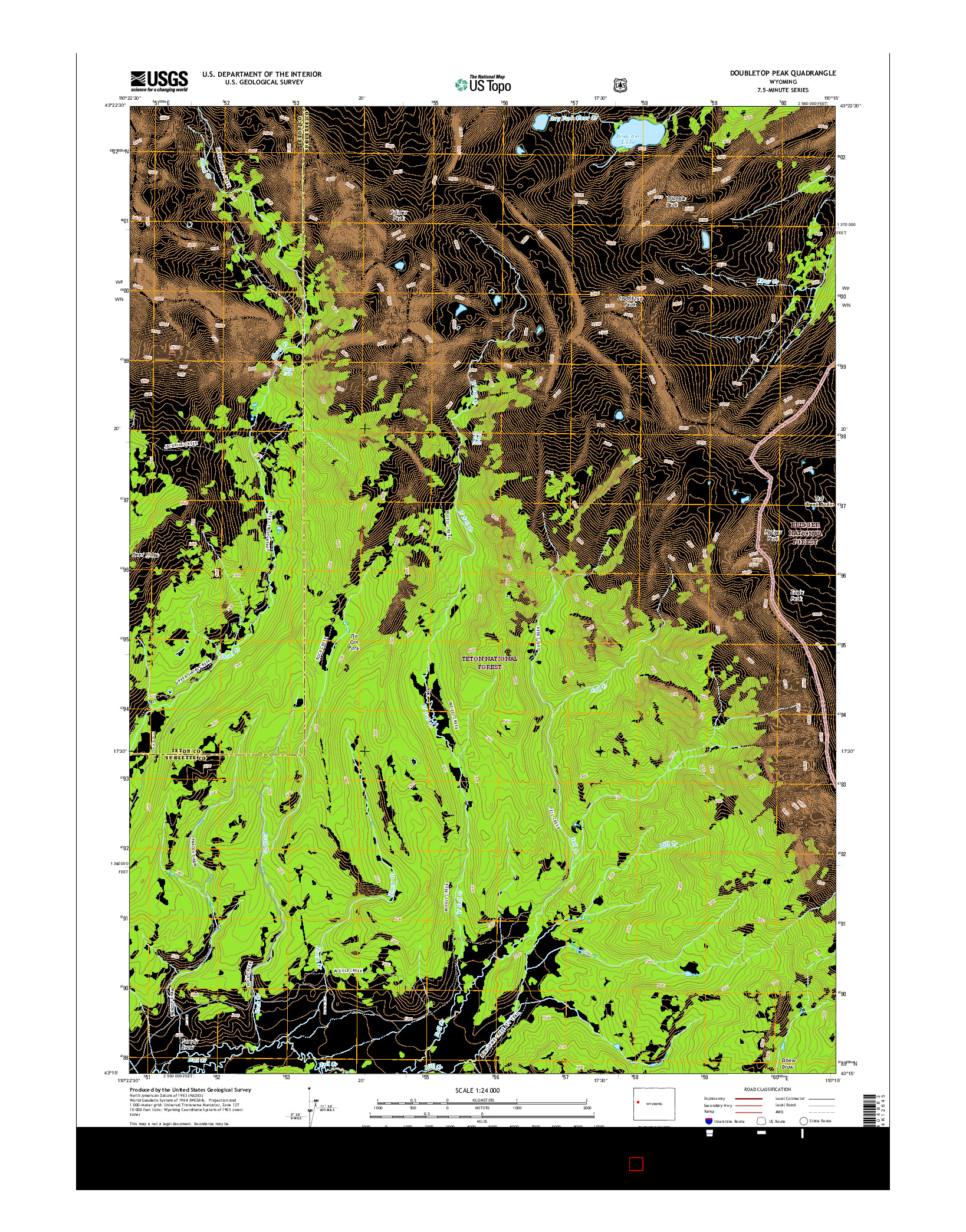 USGS US TOPO 7.5-MINUTE MAP FOR DOUBLETOP PEAK, WY 2015