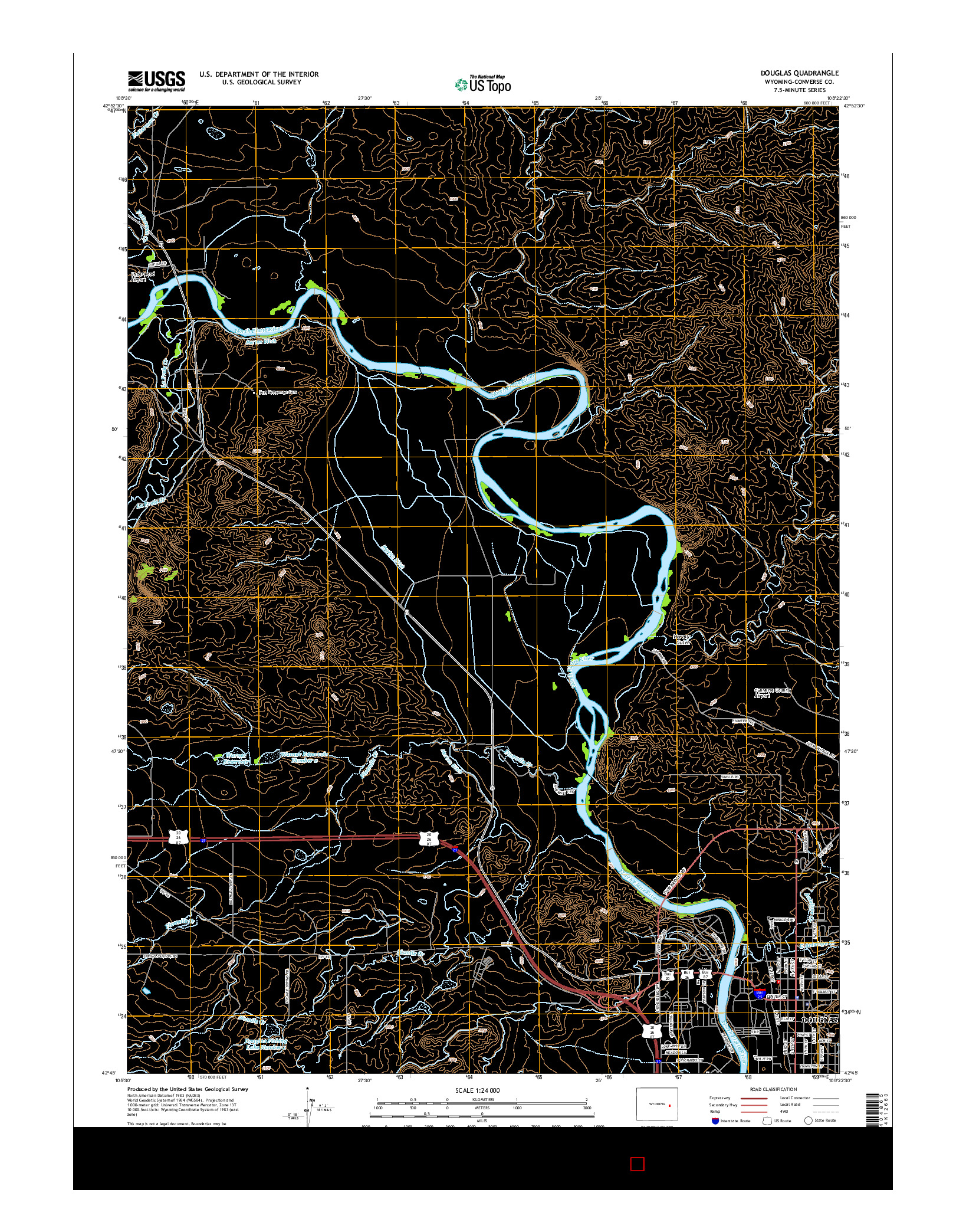 USGS US TOPO 7.5-MINUTE MAP FOR DOUGLAS, WY 2015