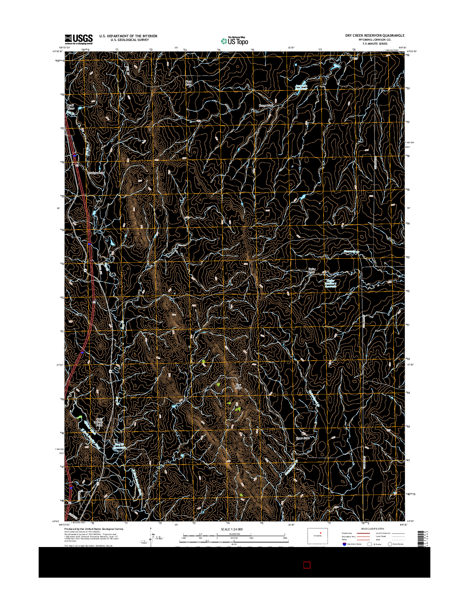USGS US TOPO 7.5-MINUTE MAP FOR DRY CREEK RESERVOIR, WY 2015