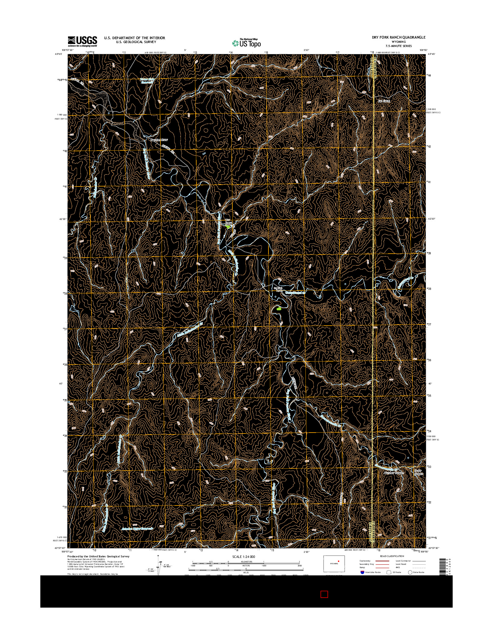 USGS US TOPO 7.5-MINUTE MAP FOR DRY FORK RANCH, WY 2015
