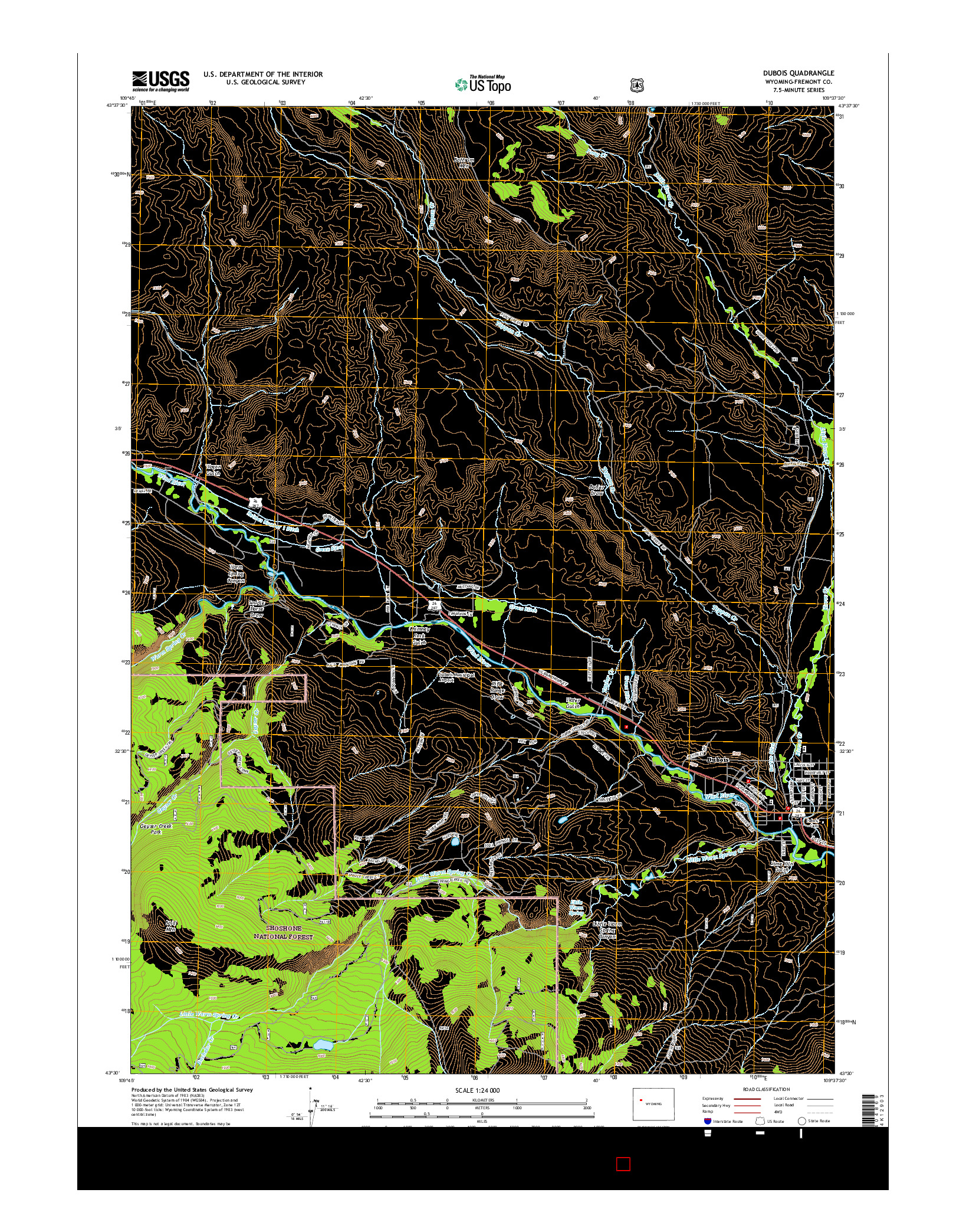 USGS US TOPO 7.5-MINUTE MAP FOR DUBOIS, WY 2015