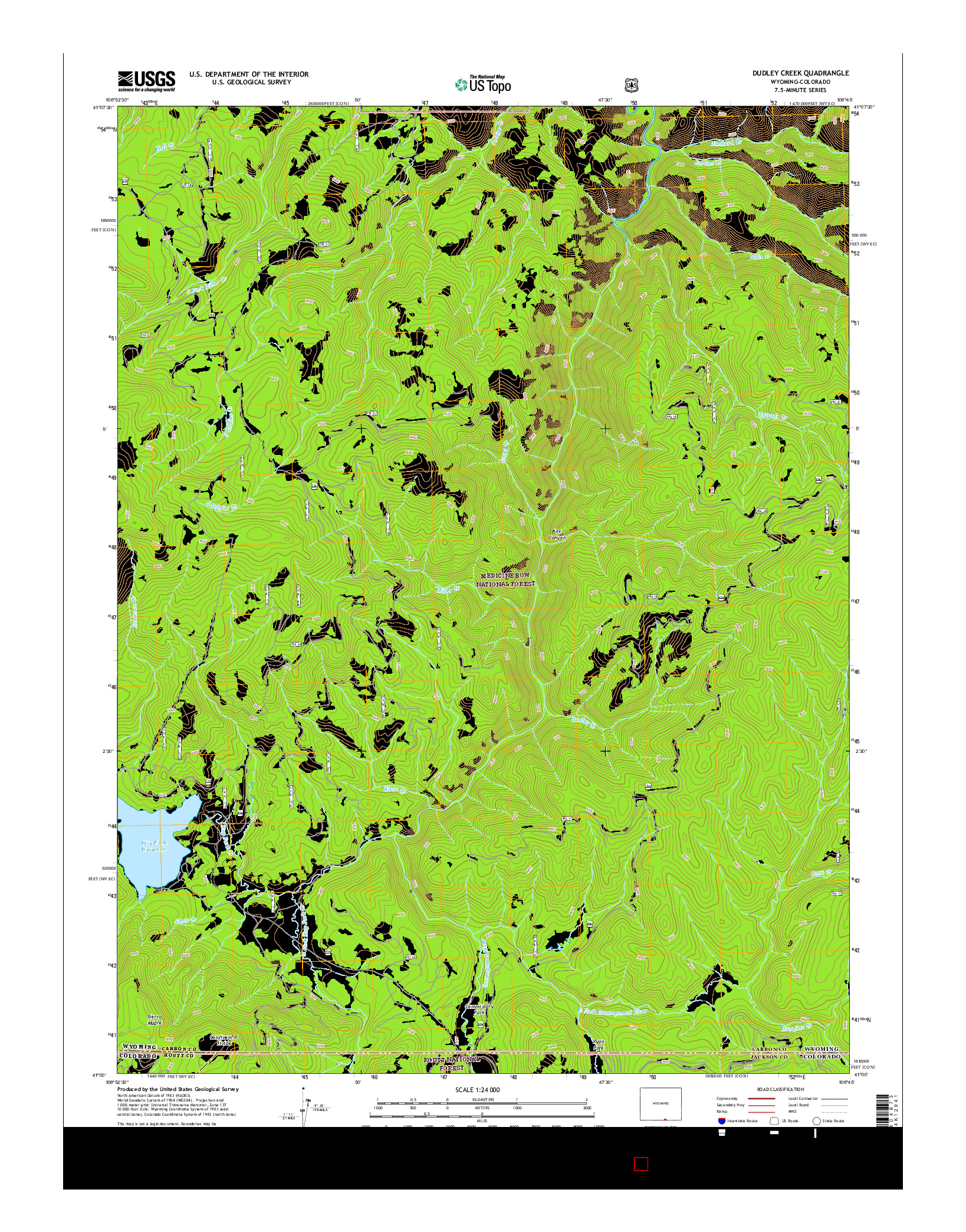 USGS US TOPO 7.5-MINUTE MAP FOR DUDLEY CREEK, WY-CO 2015