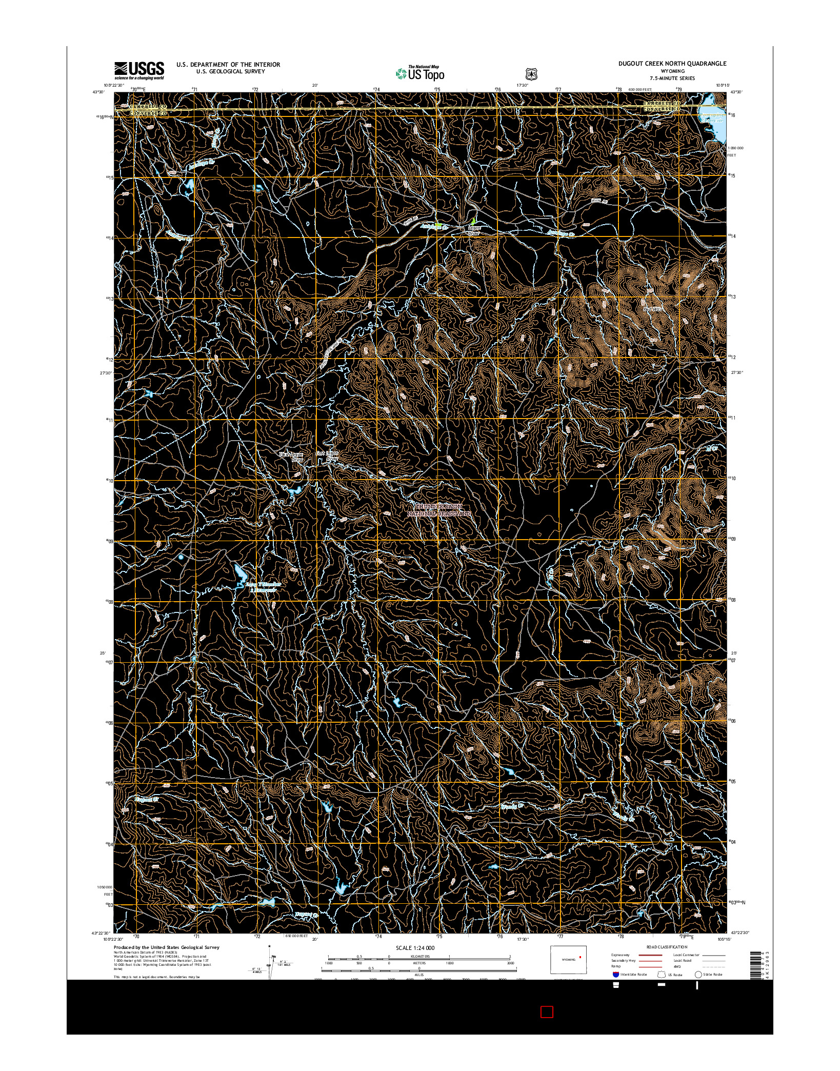USGS US TOPO 7.5-MINUTE MAP FOR DUGOUT CREEK NORTH, WY 2015