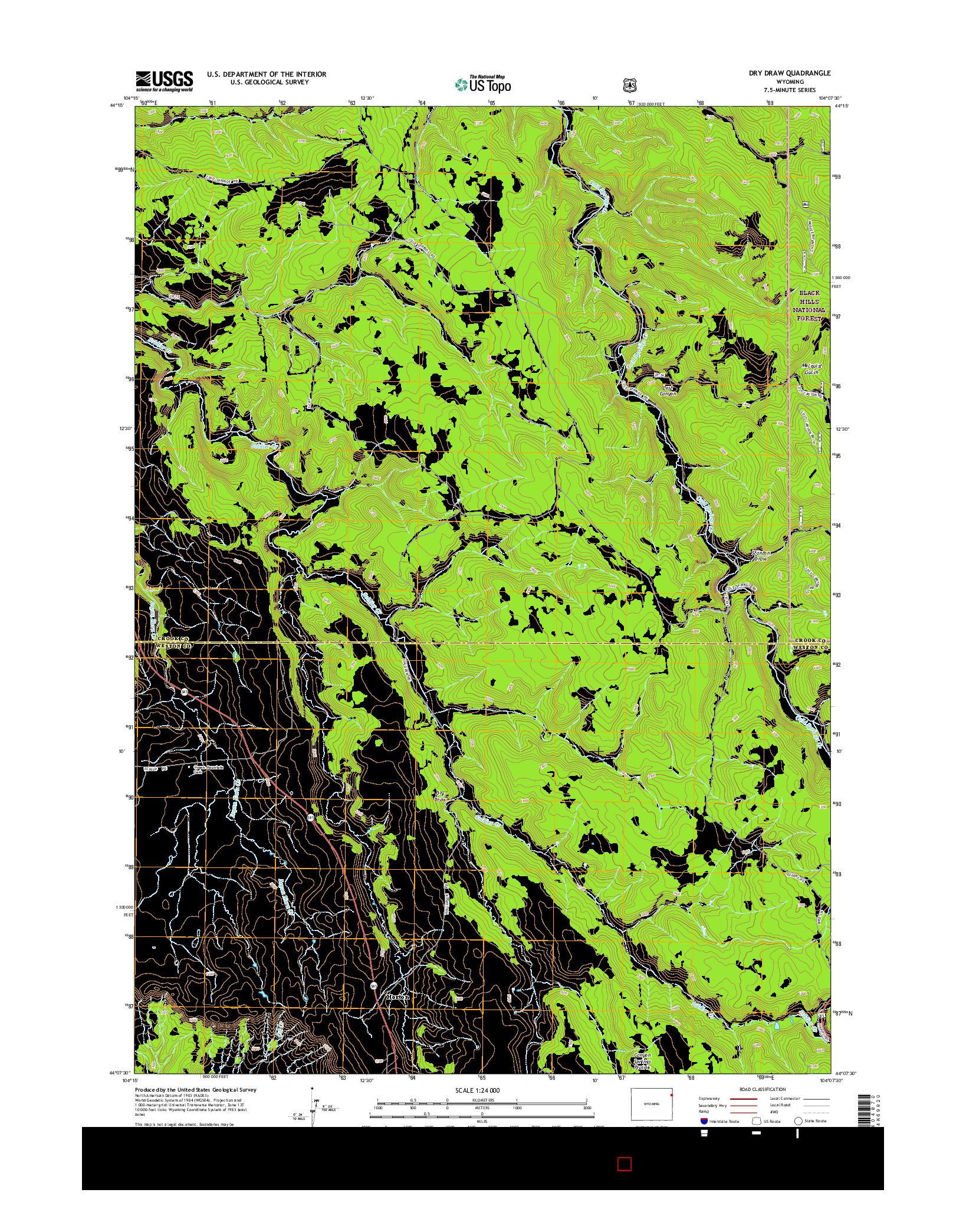 USGS US TOPO 7.5-MINUTE MAP FOR DRY DRAW, WY 2015