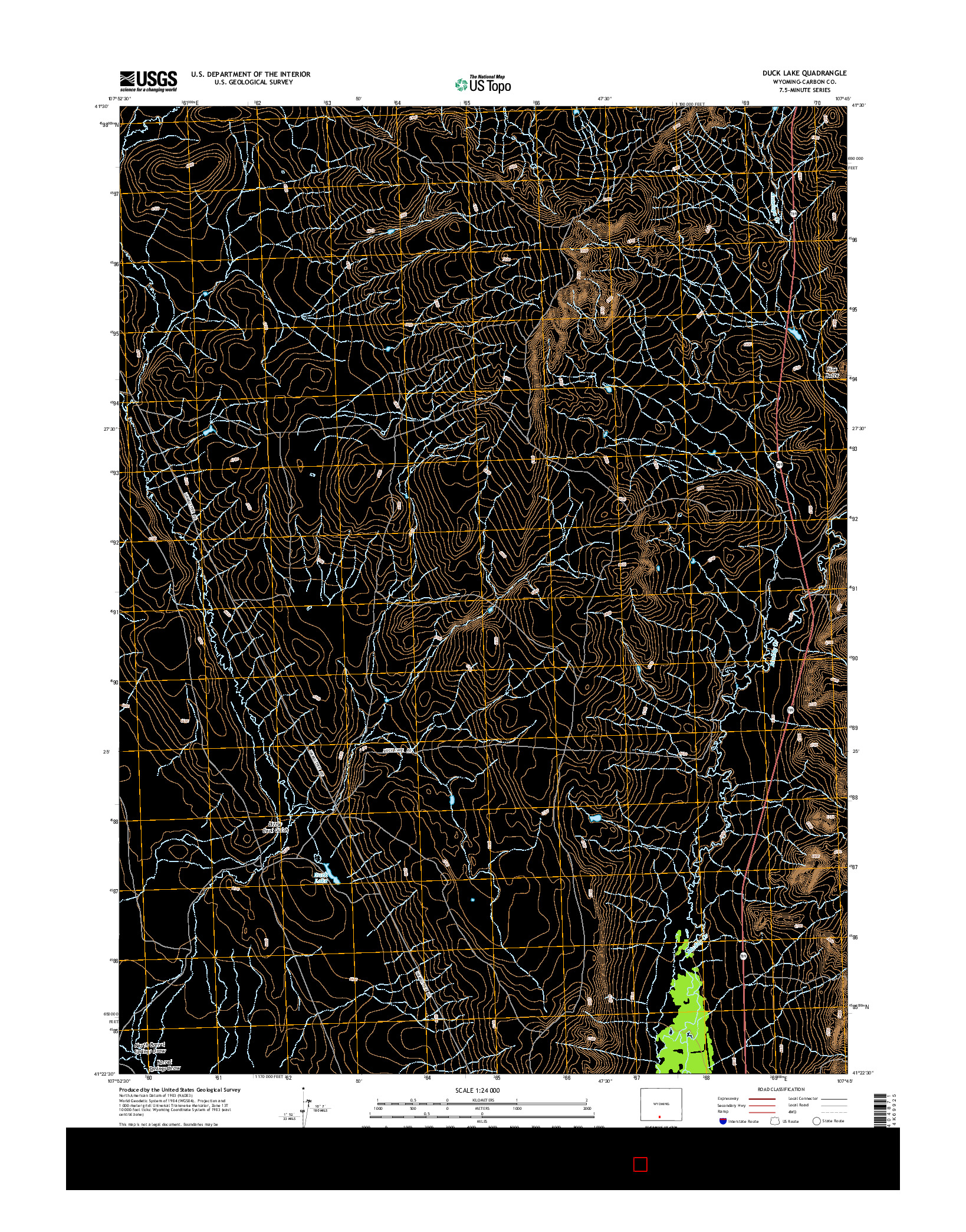 USGS US TOPO 7.5-MINUTE MAP FOR DUCK LAKE, WY 2015