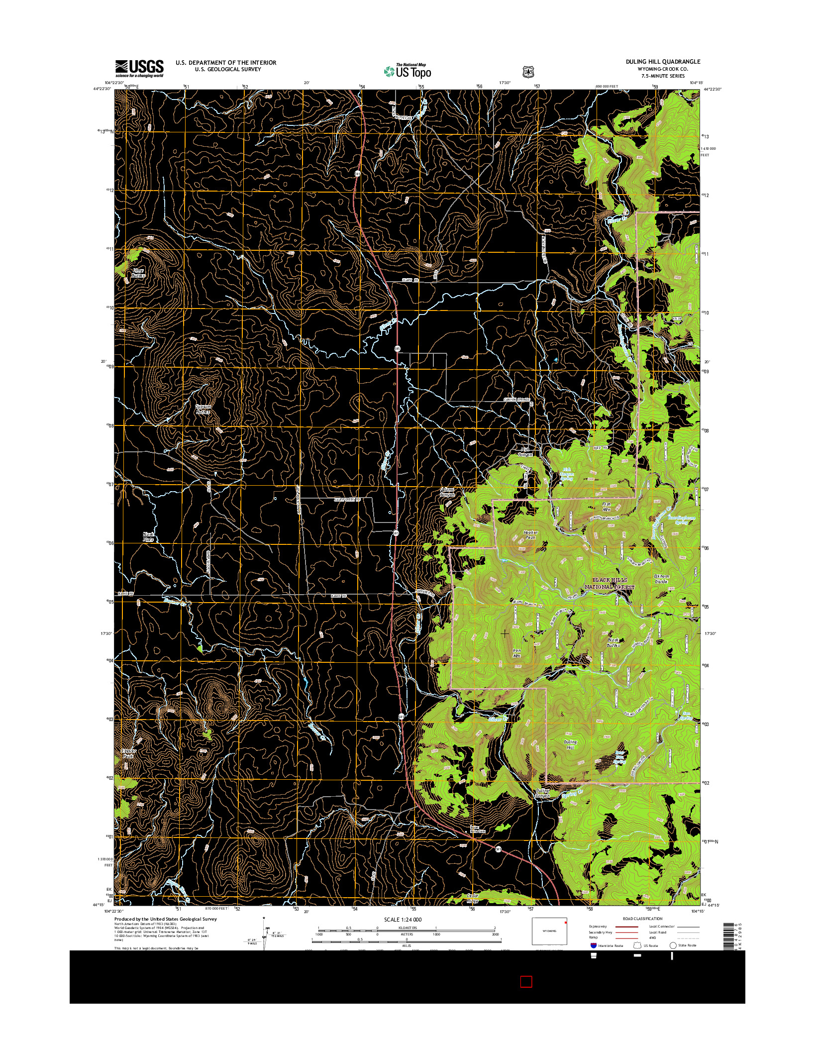 USGS US TOPO 7.5-MINUTE MAP FOR DULING HILL, WY 2015