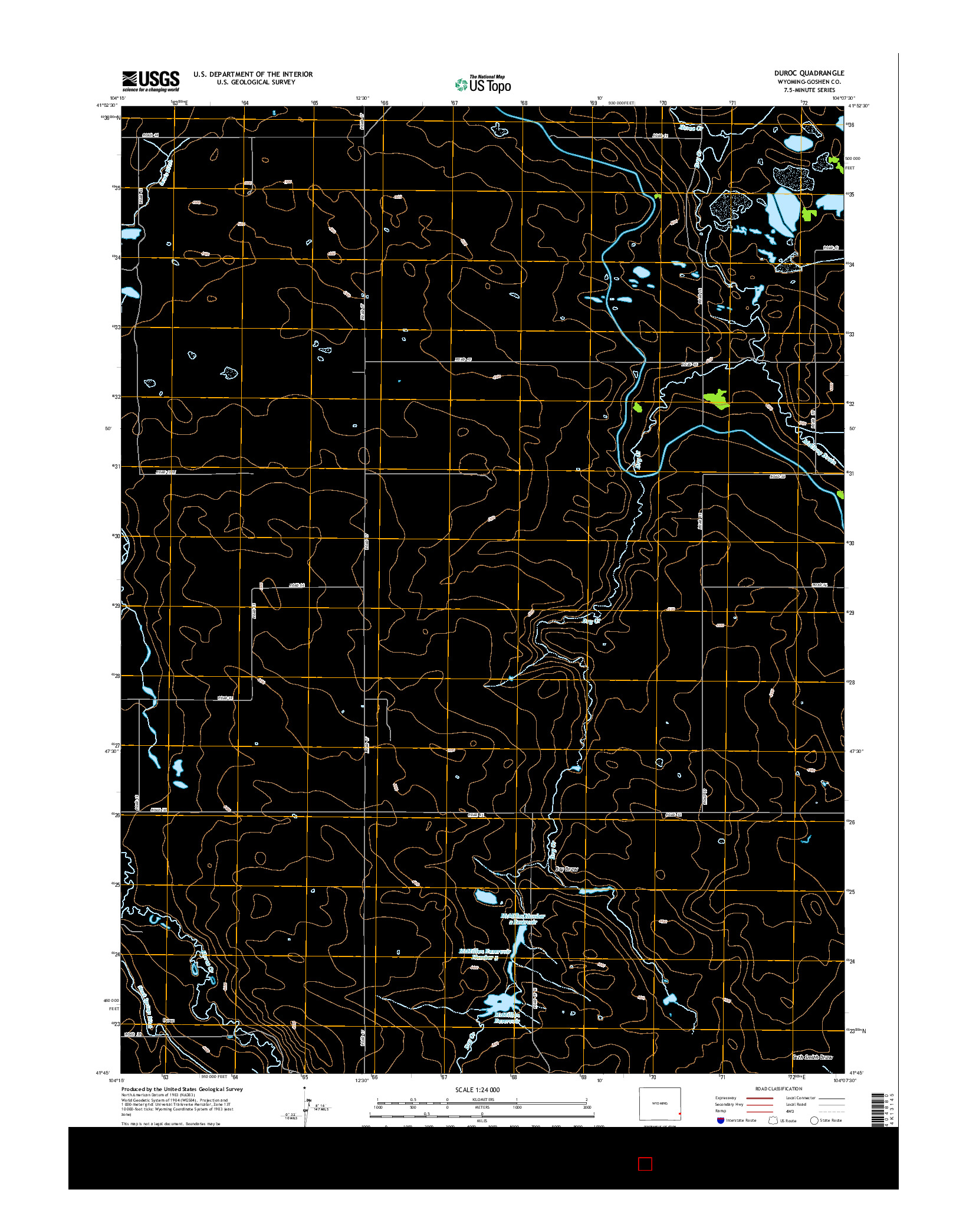 USGS US TOPO 7.5-MINUTE MAP FOR DUROC, WY 2015