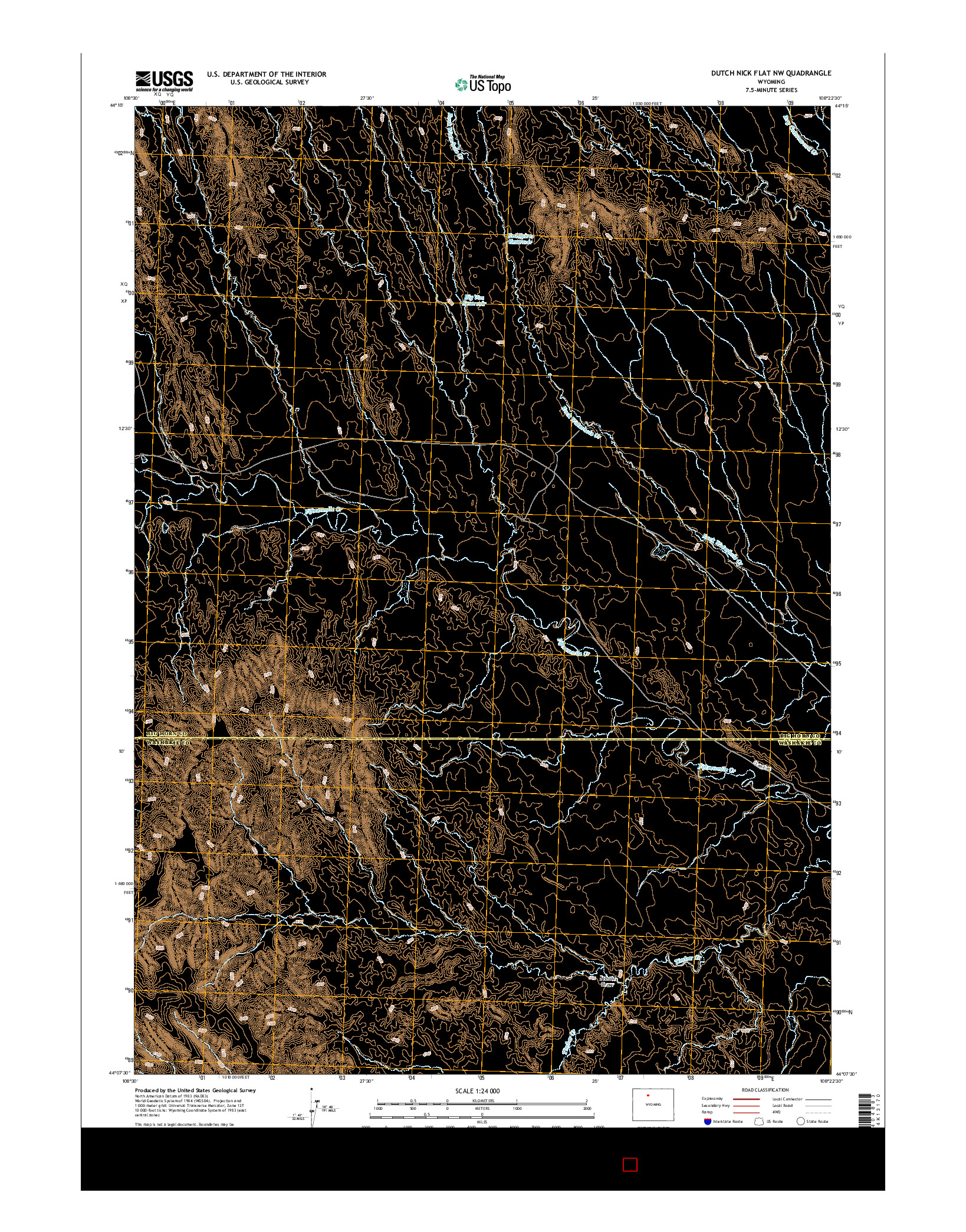 USGS US TOPO 7.5-MINUTE MAP FOR DUTCH NICK FLAT NW, WY 2015