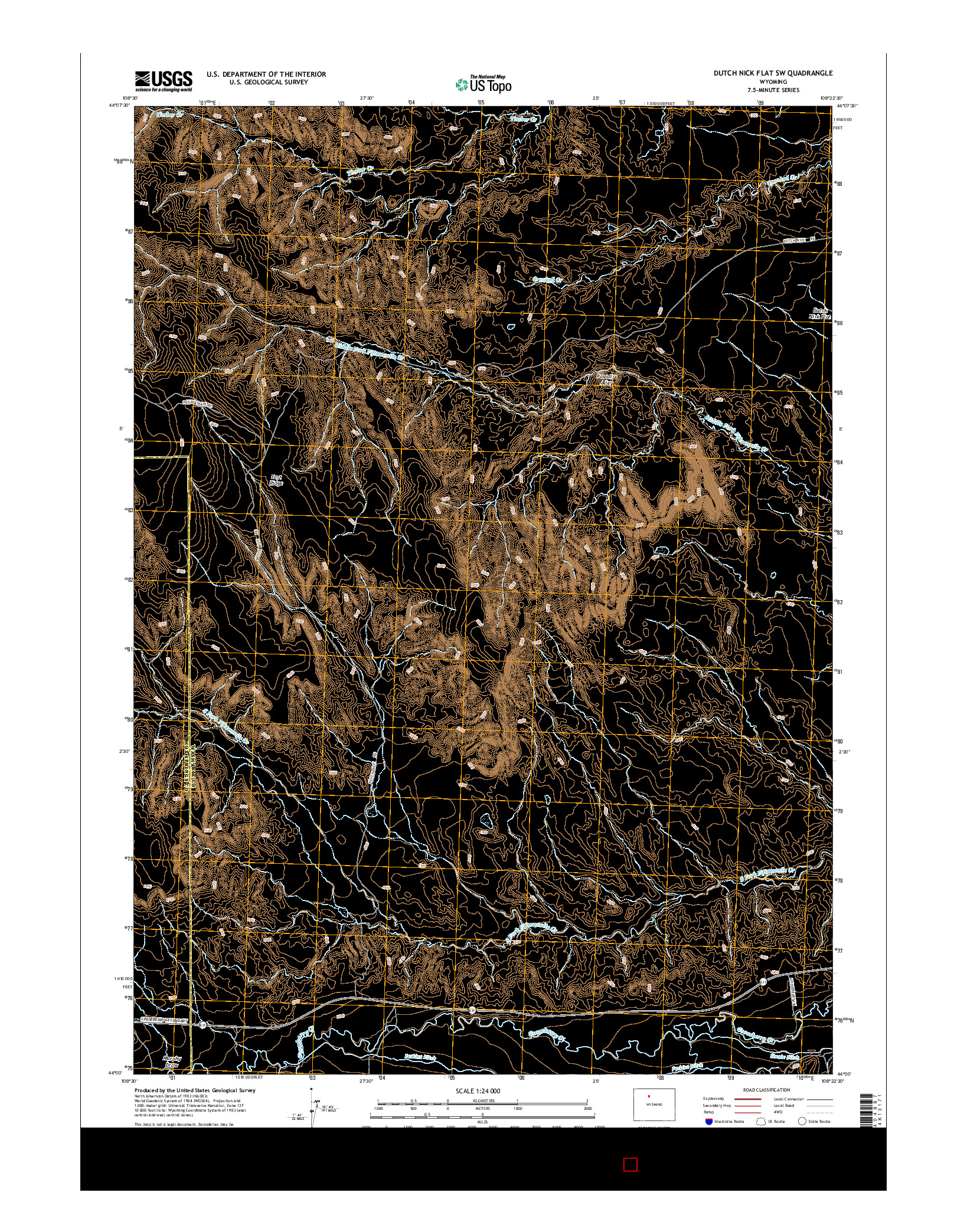 USGS US TOPO 7.5-MINUTE MAP FOR DUTCH NICK FLAT SW, WY 2015