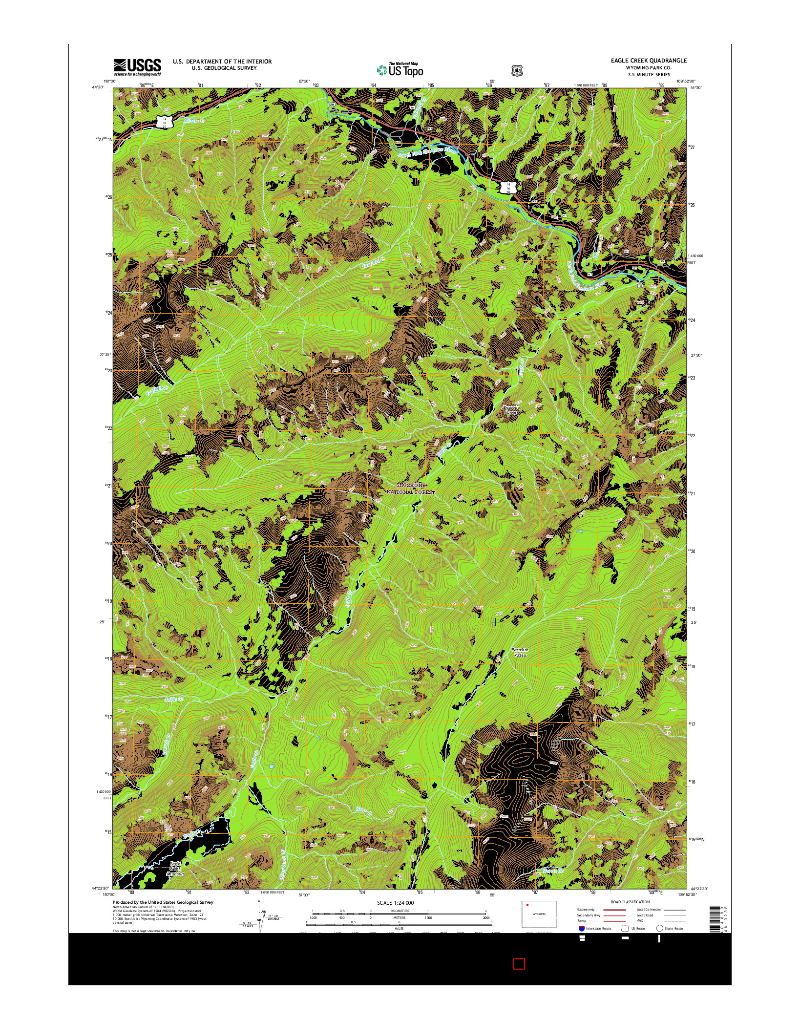 USGS US TOPO 7.5-MINUTE MAP FOR EAGLE CREEK, WY 2015
