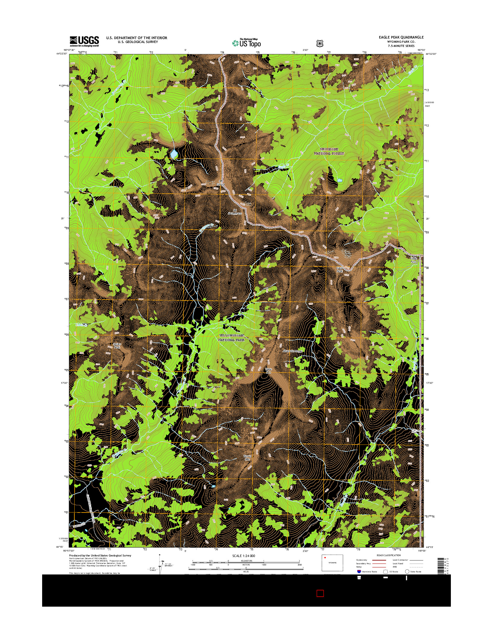 USGS US TOPO 7.5-MINUTE MAP FOR EAGLE PEAK, WY 2015