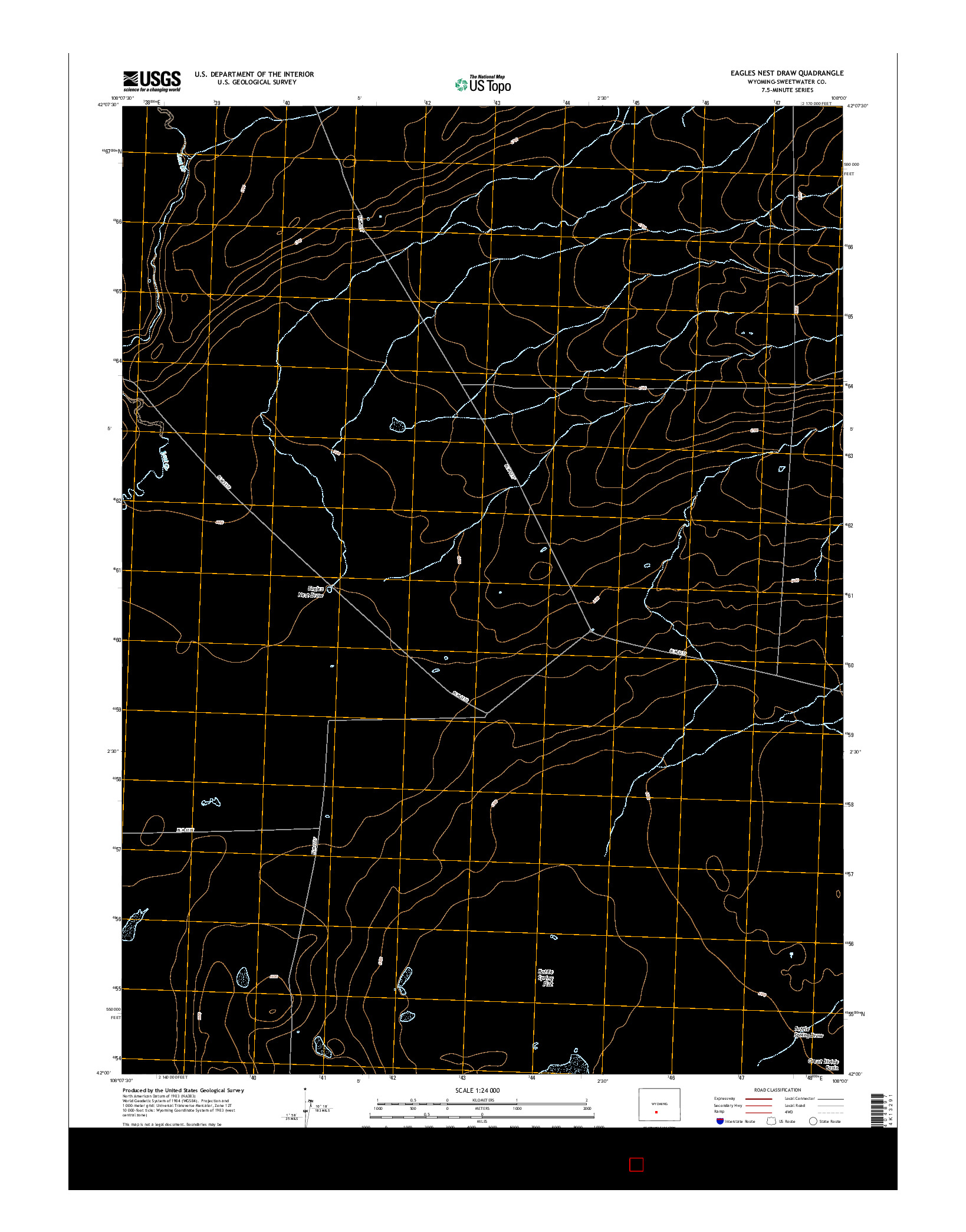 USGS US TOPO 7.5-MINUTE MAP FOR EAGLES NEST DRAW, WY 2015