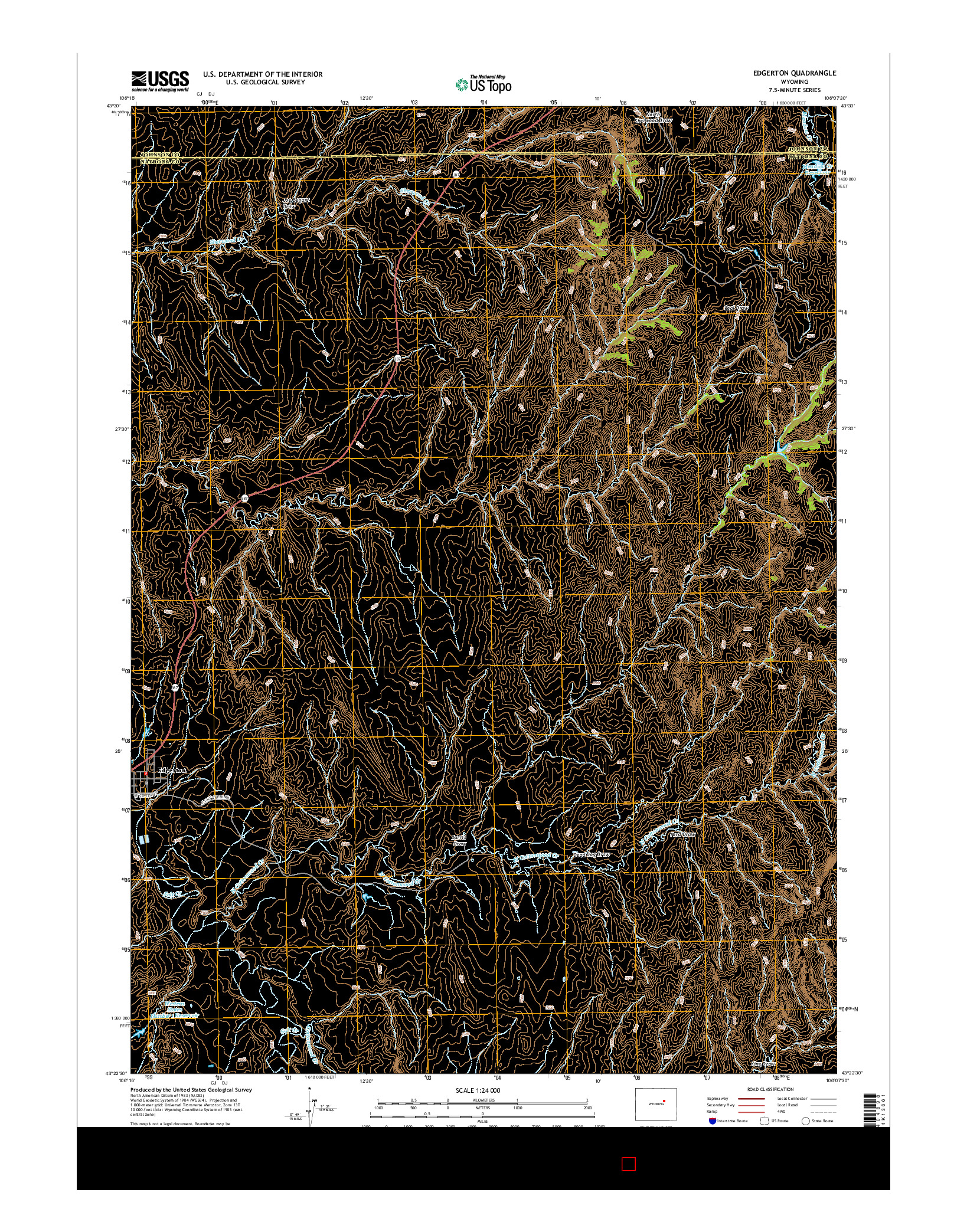 USGS US TOPO 7.5-MINUTE MAP FOR EDGERTON, WY 2015