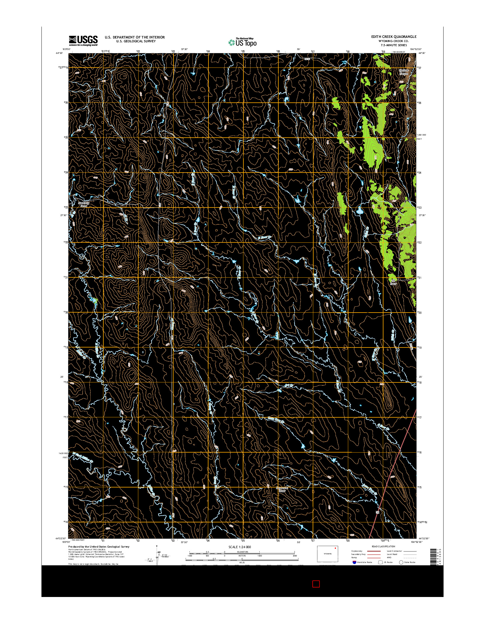 USGS US TOPO 7.5-MINUTE MAP FOR EDITH CREEK, WY 2015
