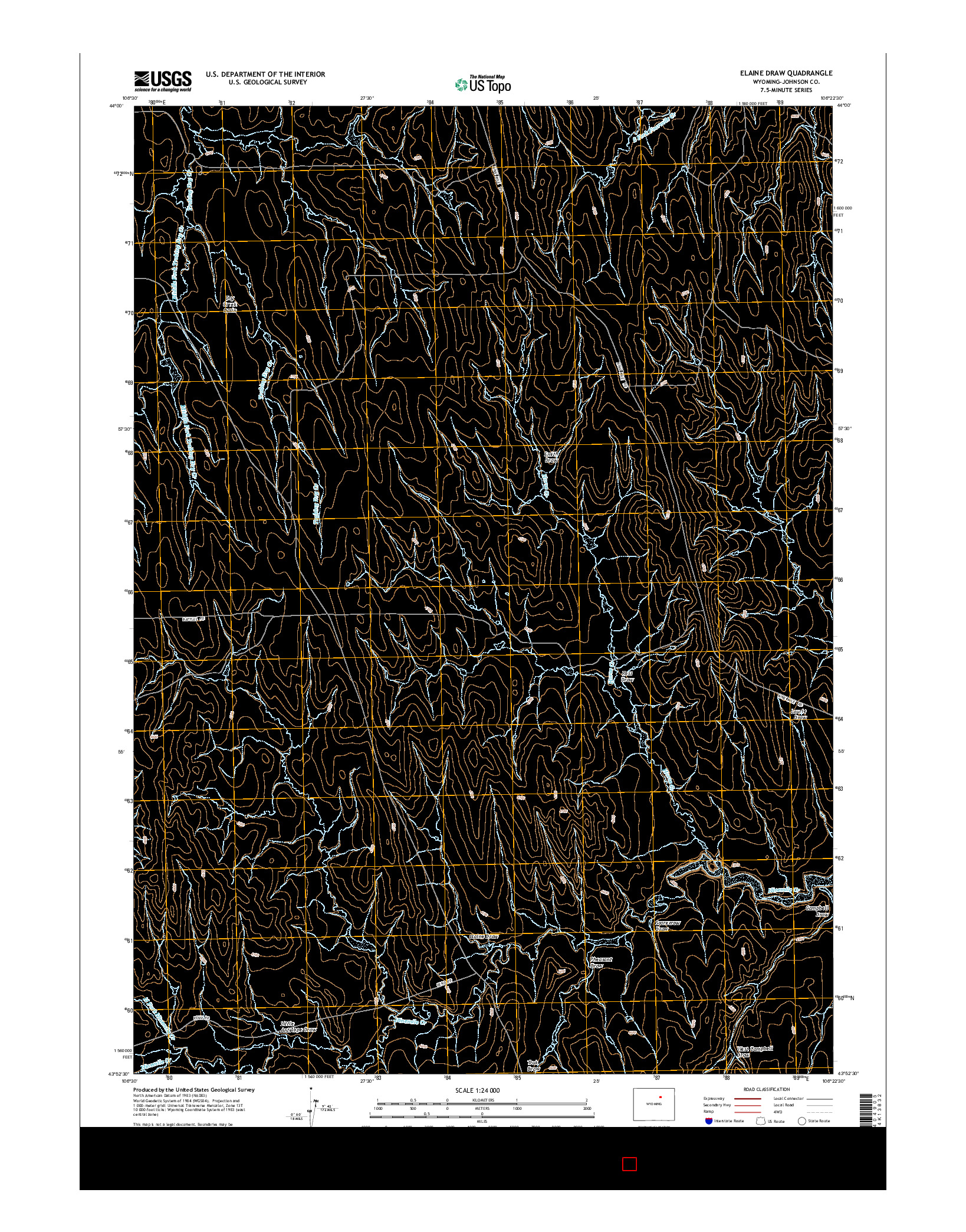 USGS US TOPO 7.5-MINUTE MAP FOR ELAINE DRAW, WY 2015