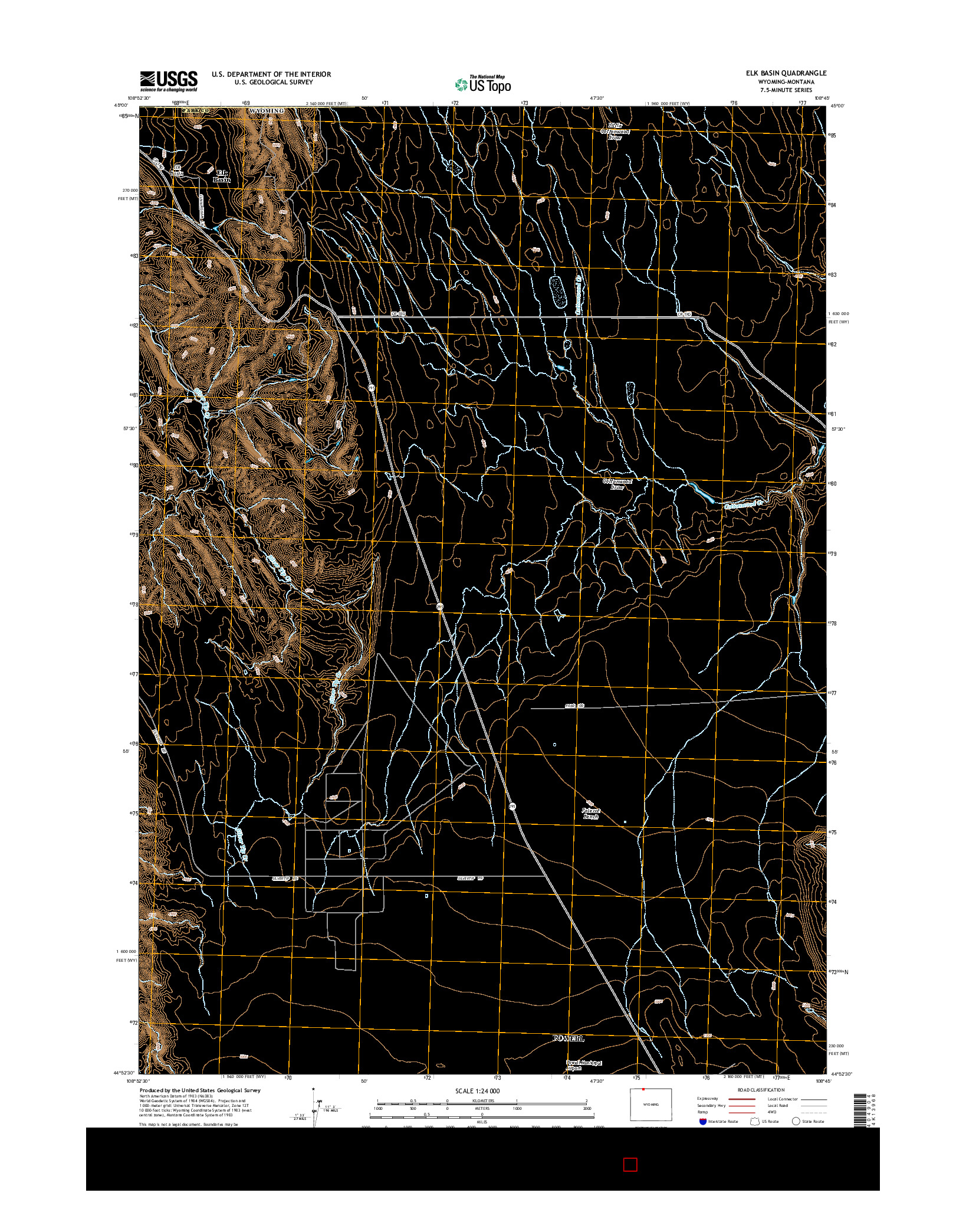 USGS US TOPO 7.5-MINUTE MAP FOR ELK BASIN, WY-MT 2015